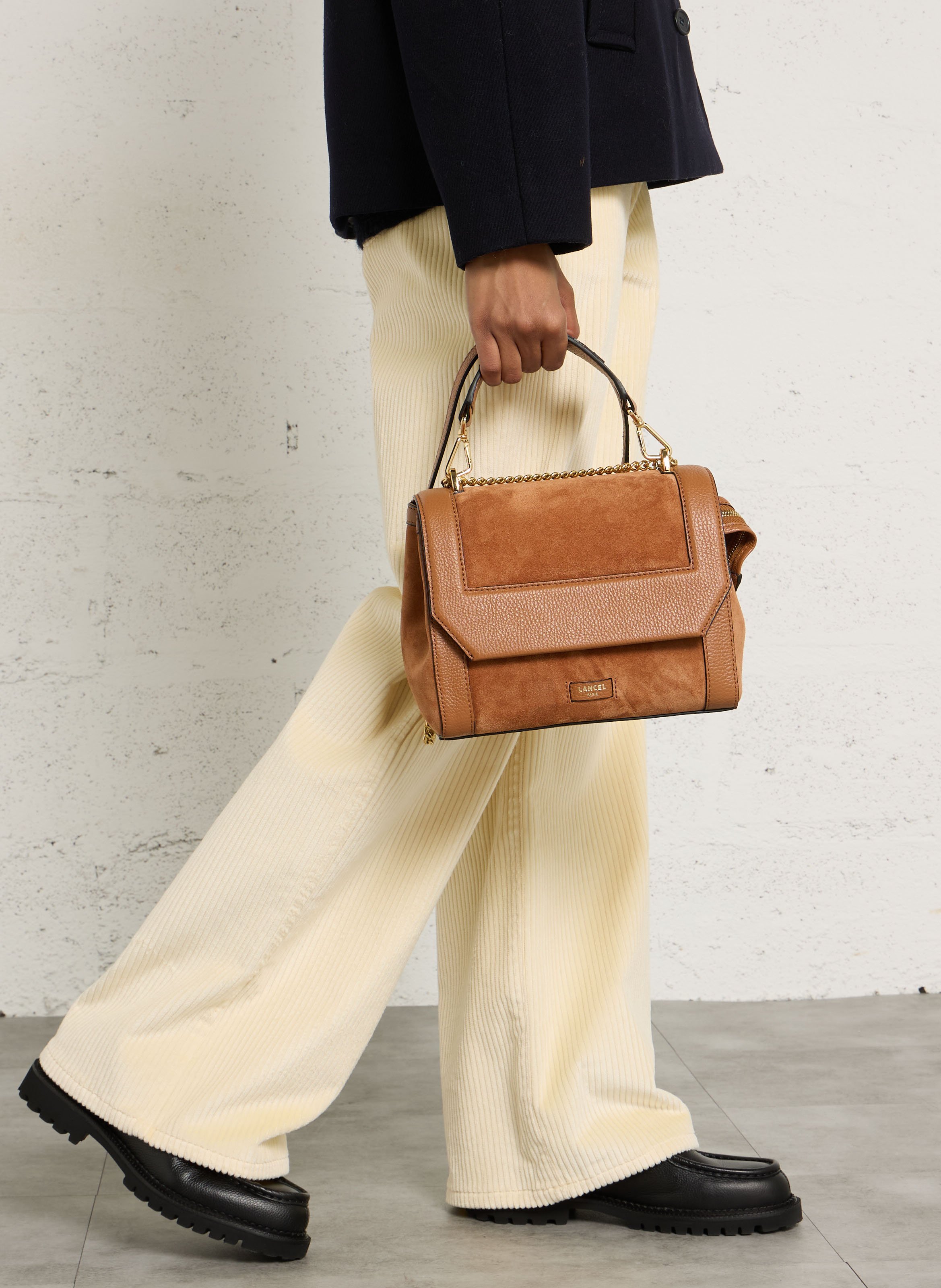 Leren schoudertas met klep LANCEL Beige