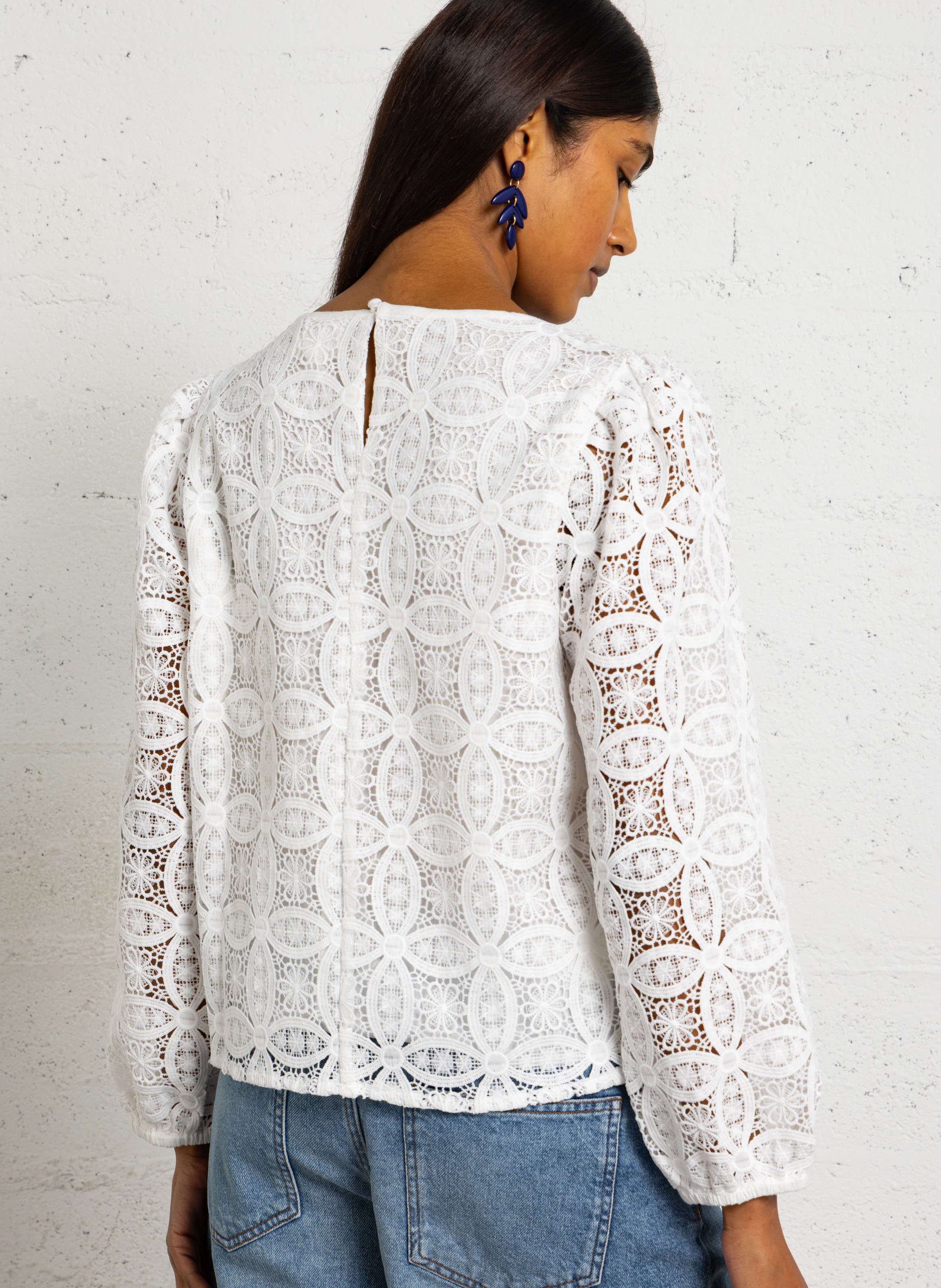 Long-sleeve lace top MAISON 123 White