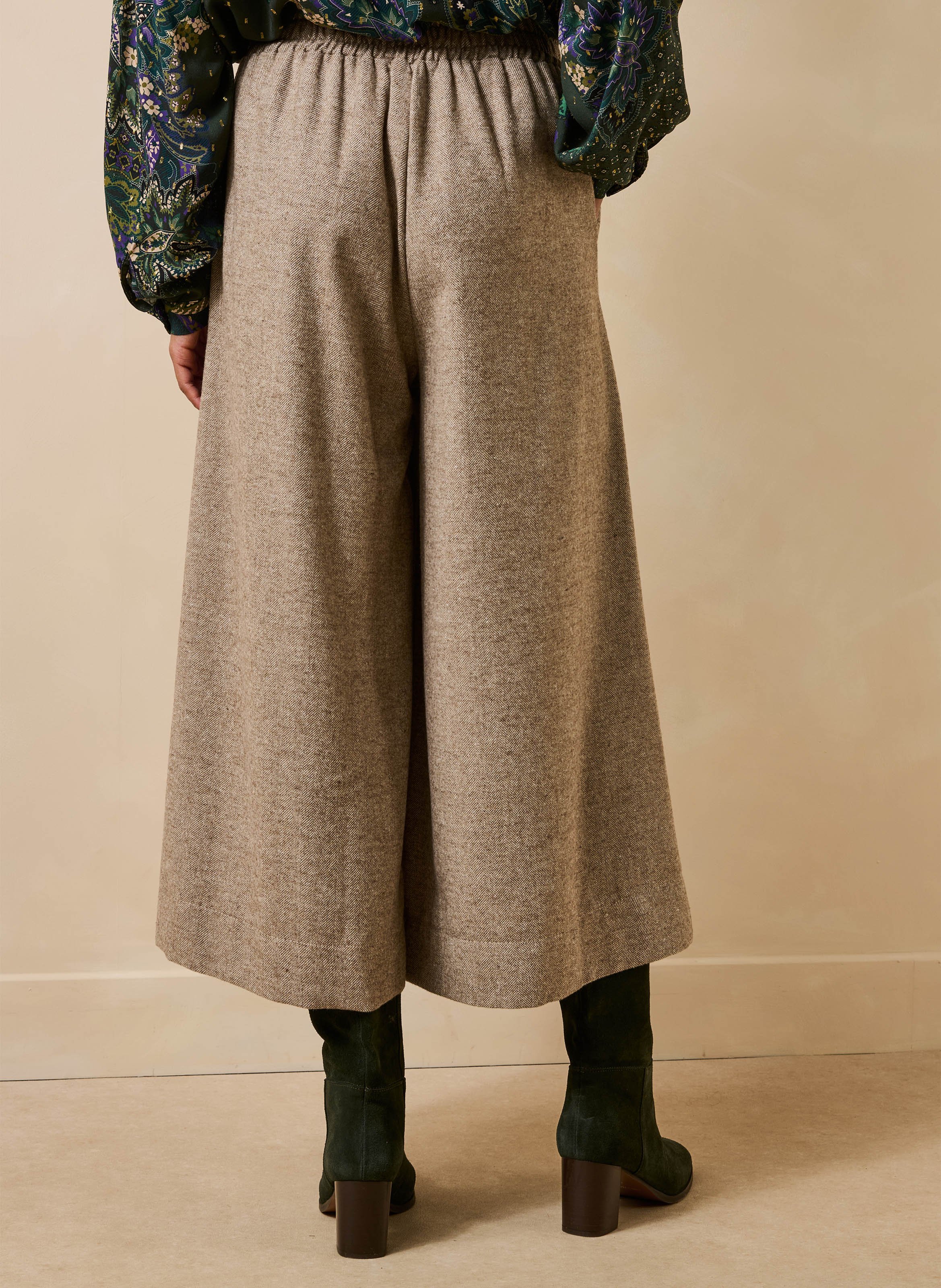 Tweed culotte trousers LA FEE MARABOUTEE Beige