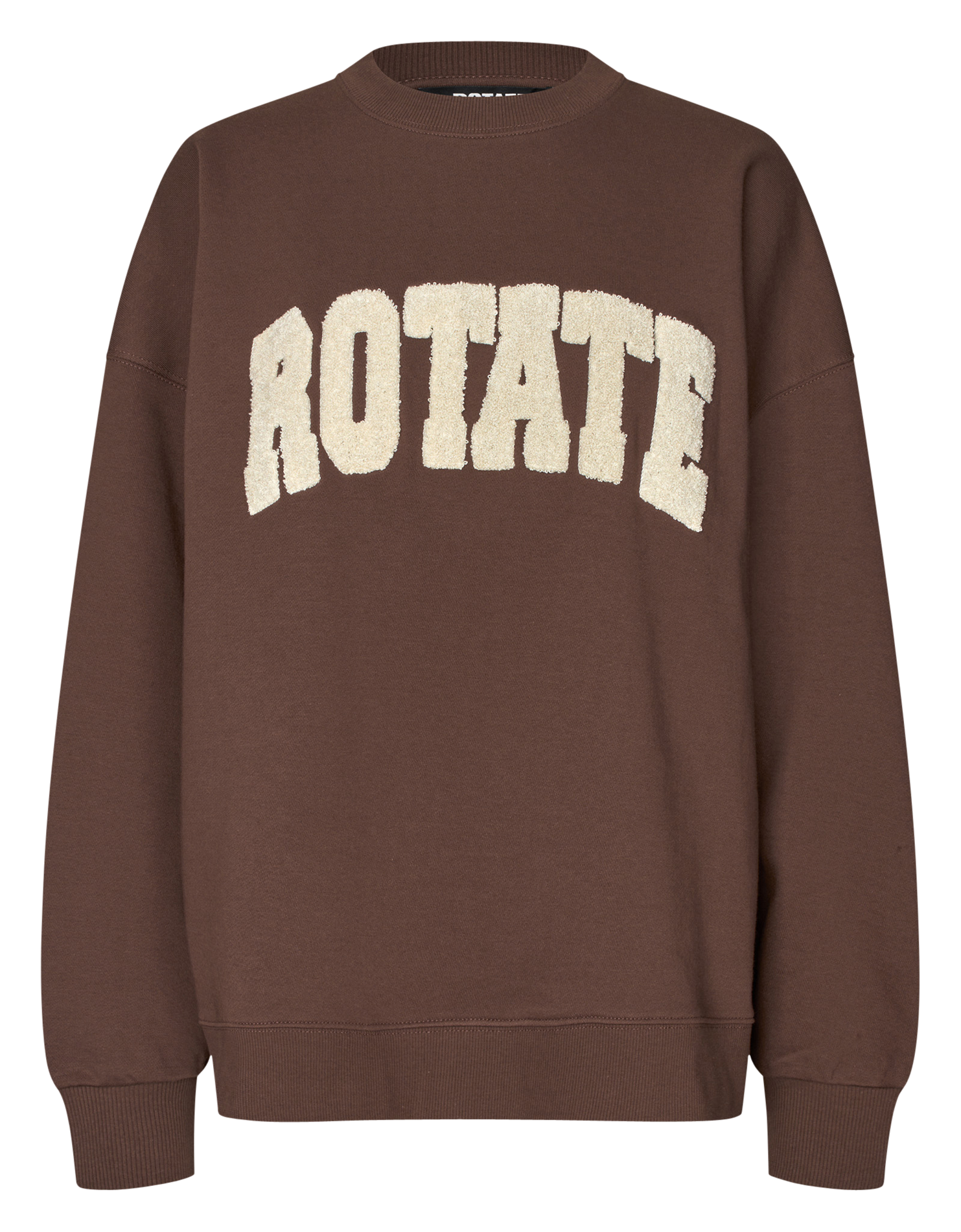 Oversized round neck embroidered sweatshirt ROTATE Brown