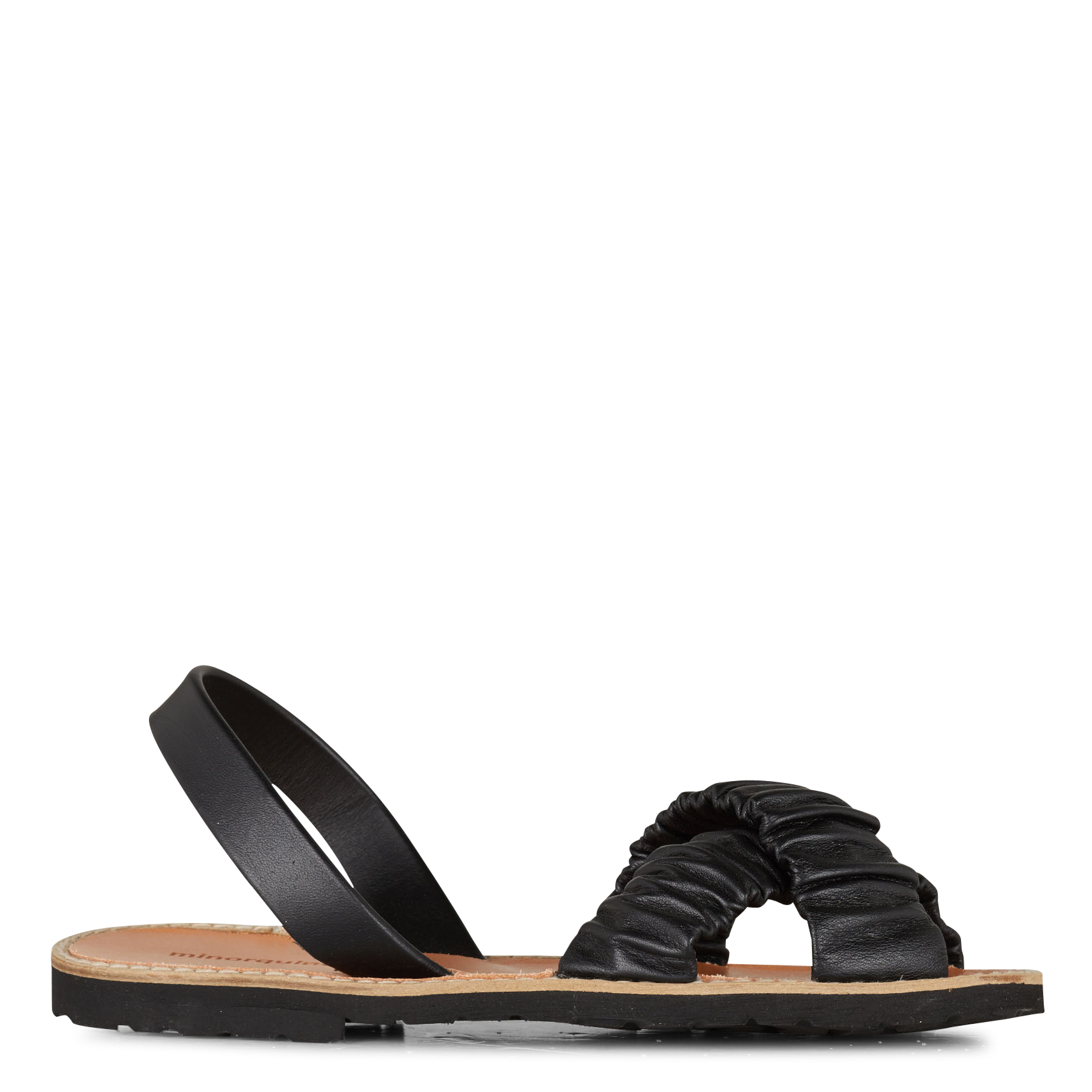 Gladde, leren sandalen met geplooide riempjes MINORQUINES Zwart