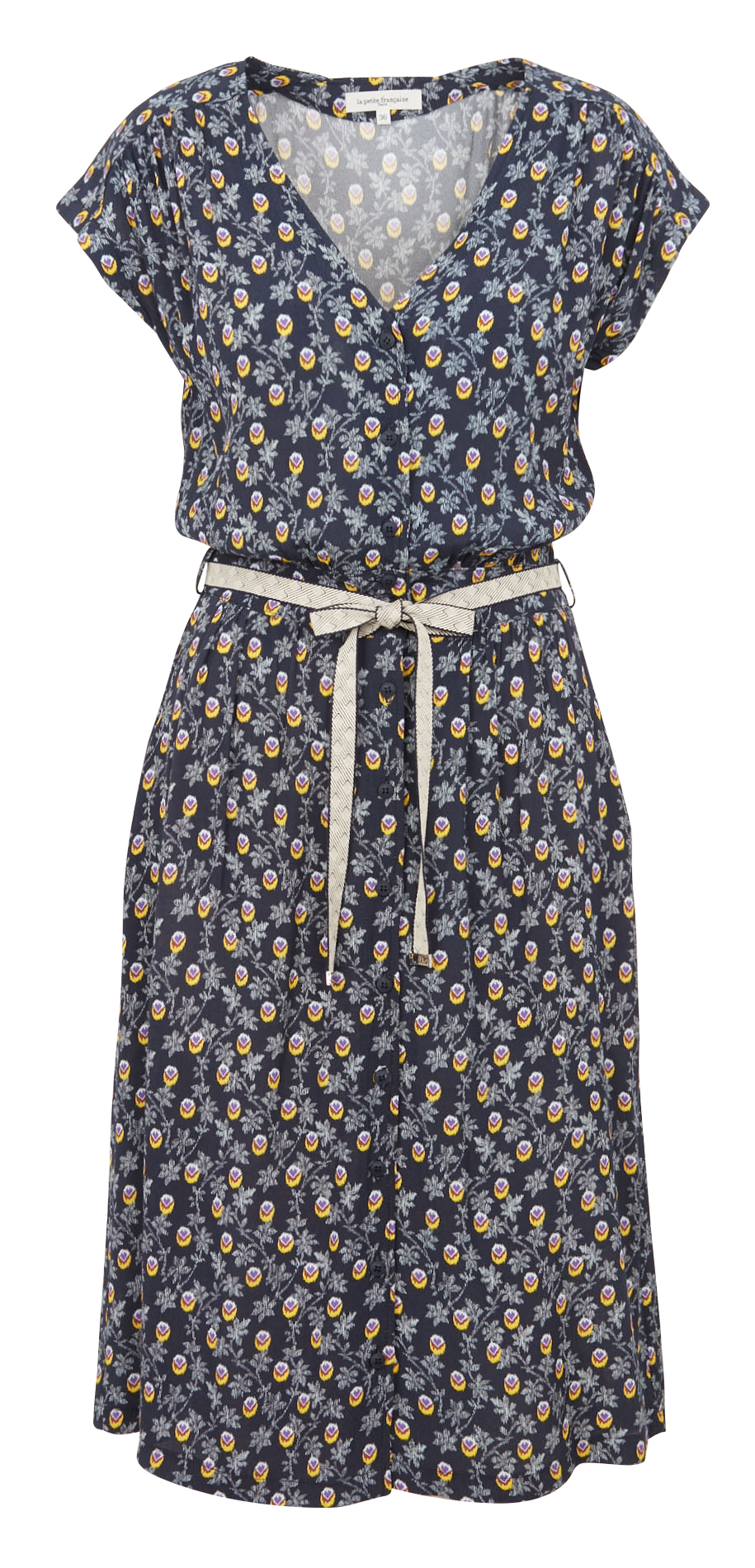 Long printed V-neck dress LA PETITE FRANCAISE Black