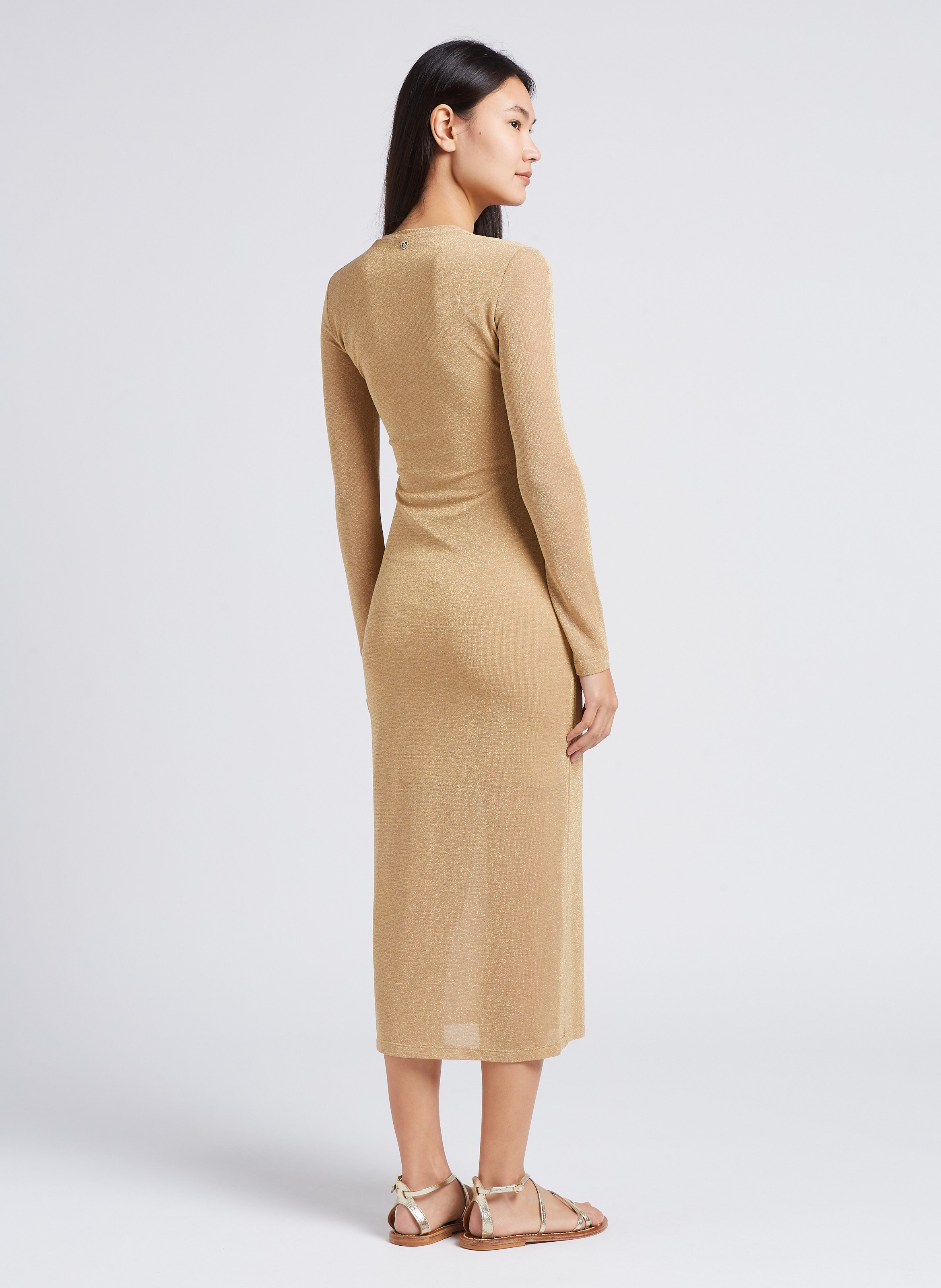 Metallic effect midi dress PLEASE Golden