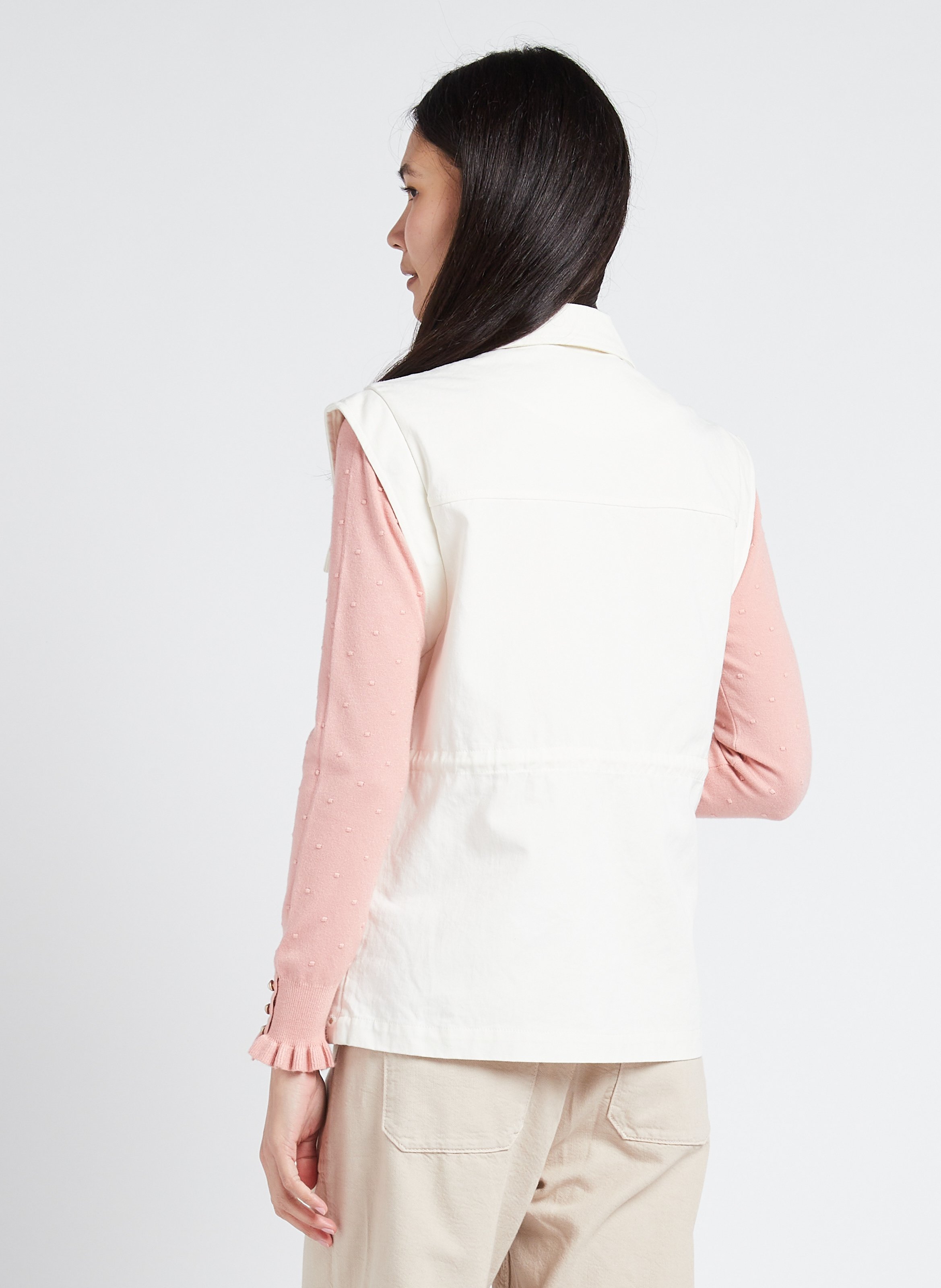 Jacke Mit Lochstickerei Und Abnehmbaren Ärmeln Ivoire One Step 