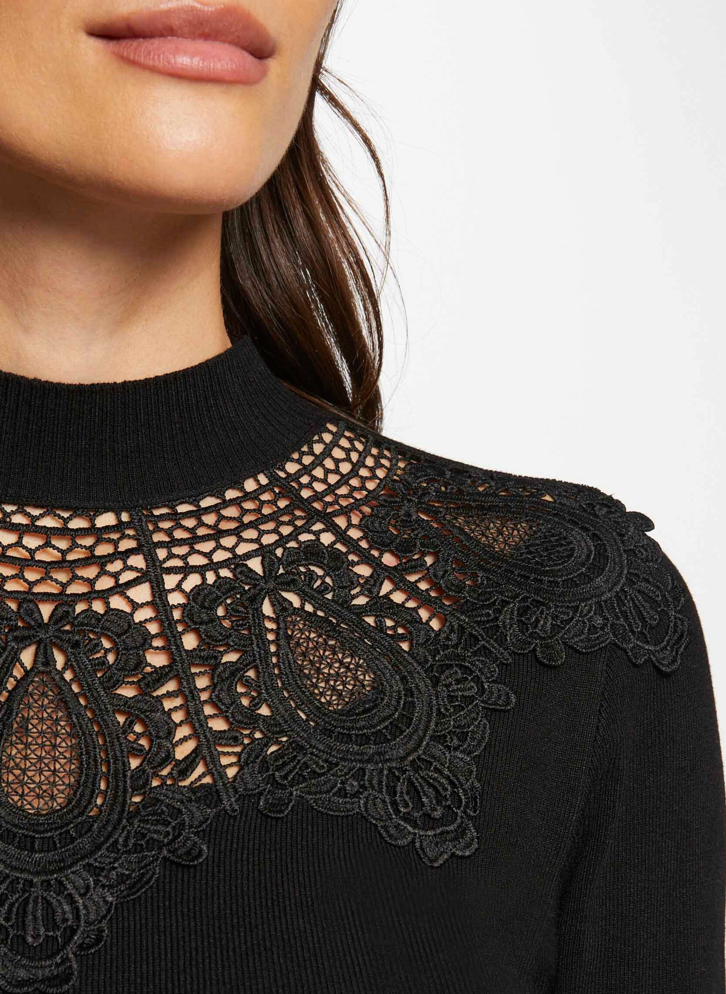 Pull ajusté à col montant MORGAN Noir