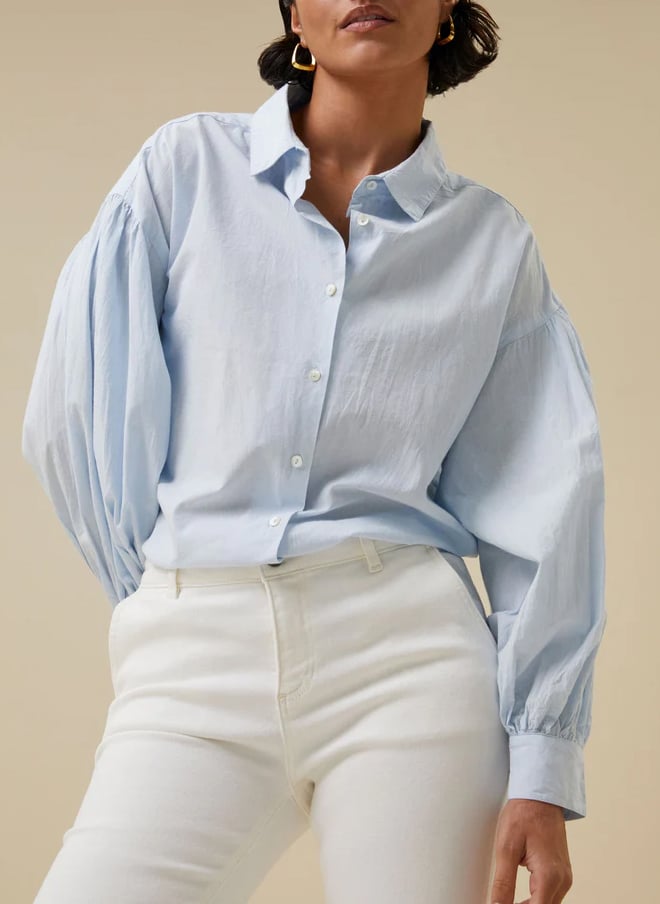 Katoenen blouse met klassieke kraag BY BAR Blauw