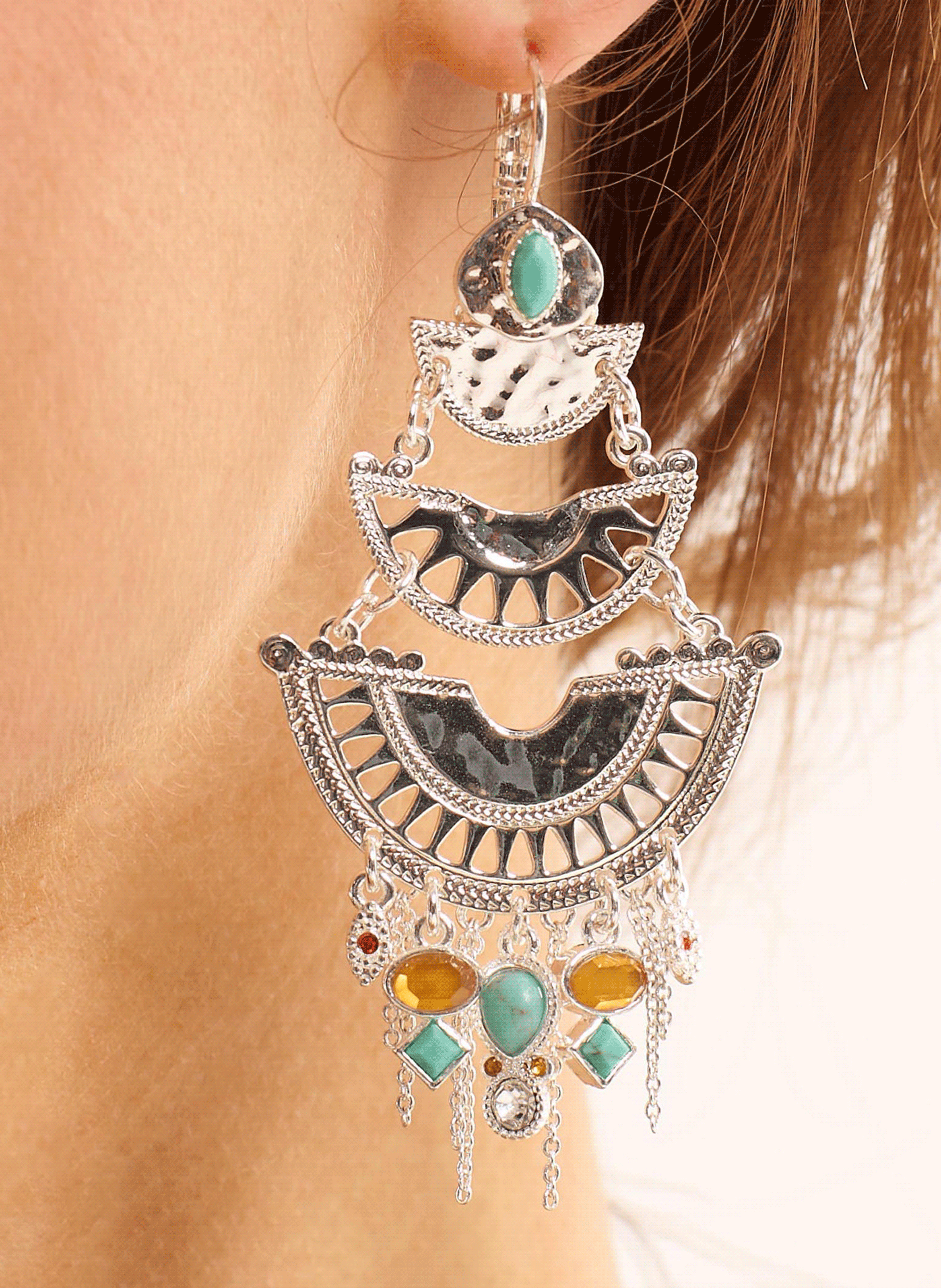 Dangling earrings for pierced ears with beads and charms HIPANEMA Silver