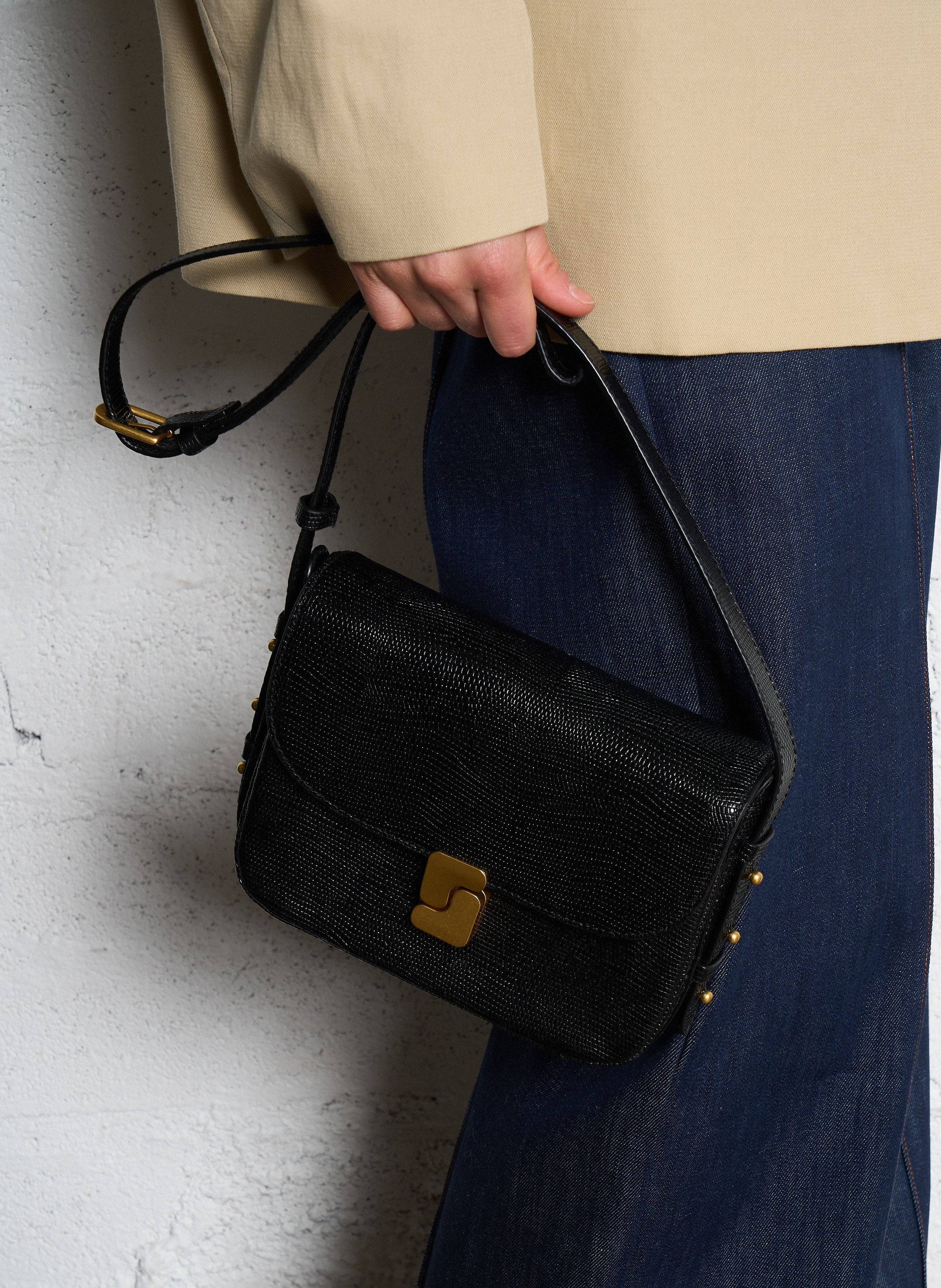 Leather shoulder bag SOEUR Black
