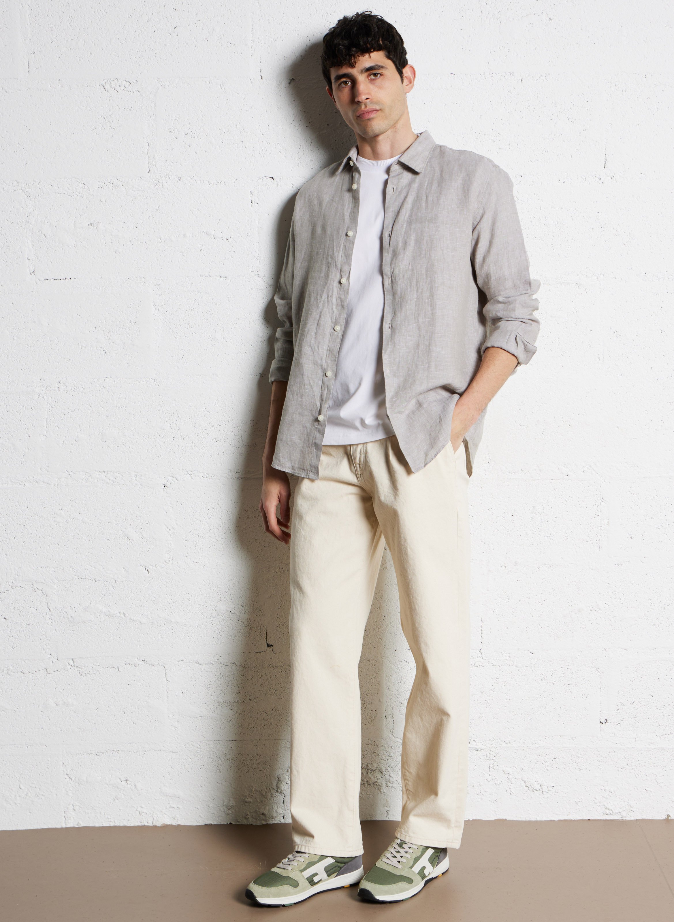 Wide-leg jeans with Italian pockets SELECTED Beige