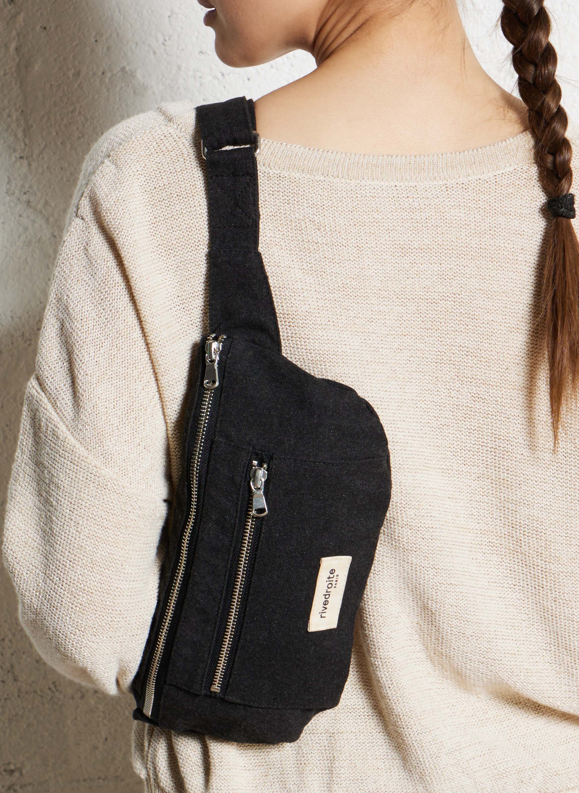 Recycled cotton waist bag RIVEDROITE PARIS Black