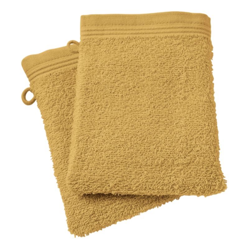 Set of 2 washcloths COTON PUR Yellow