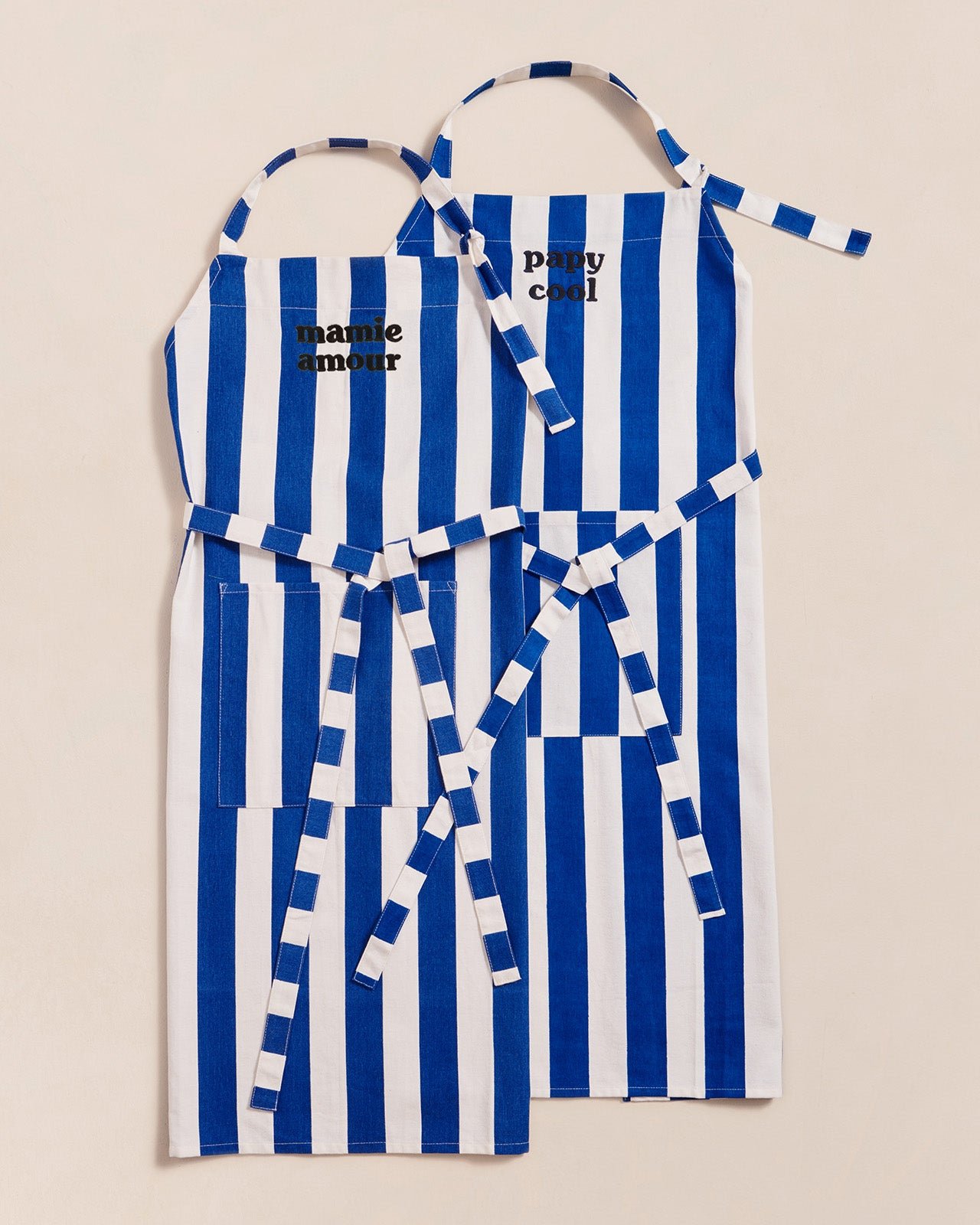 Le tablier mamie amour à rayures en coton EMOI EMOI Bleu