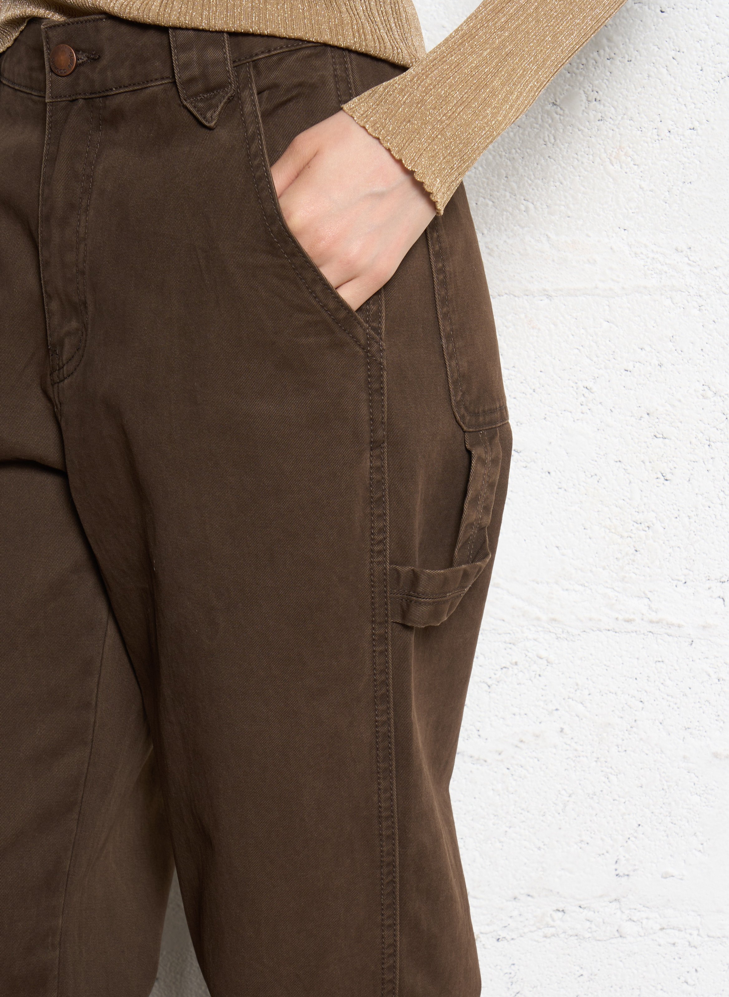 Pantalon droite en coton bio SUNCOO Marron