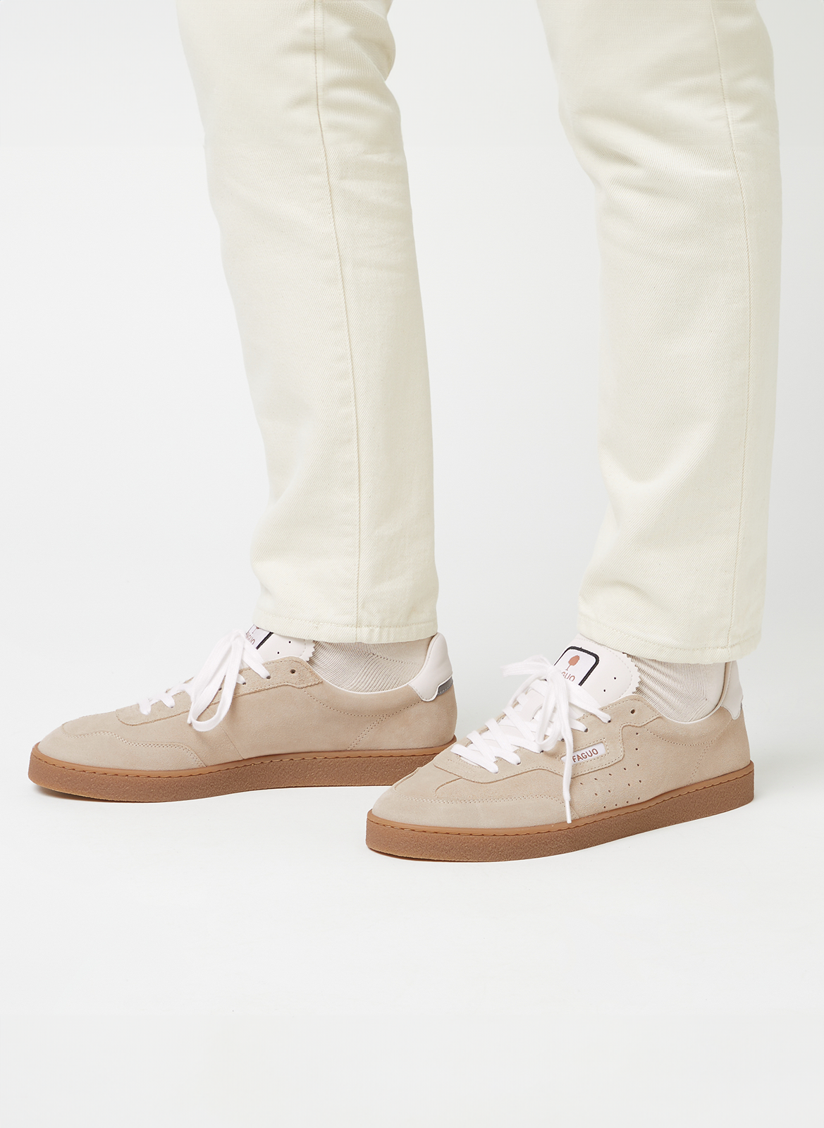 Niedrige Sneaker aus Leder-Mix FAGUO Beige