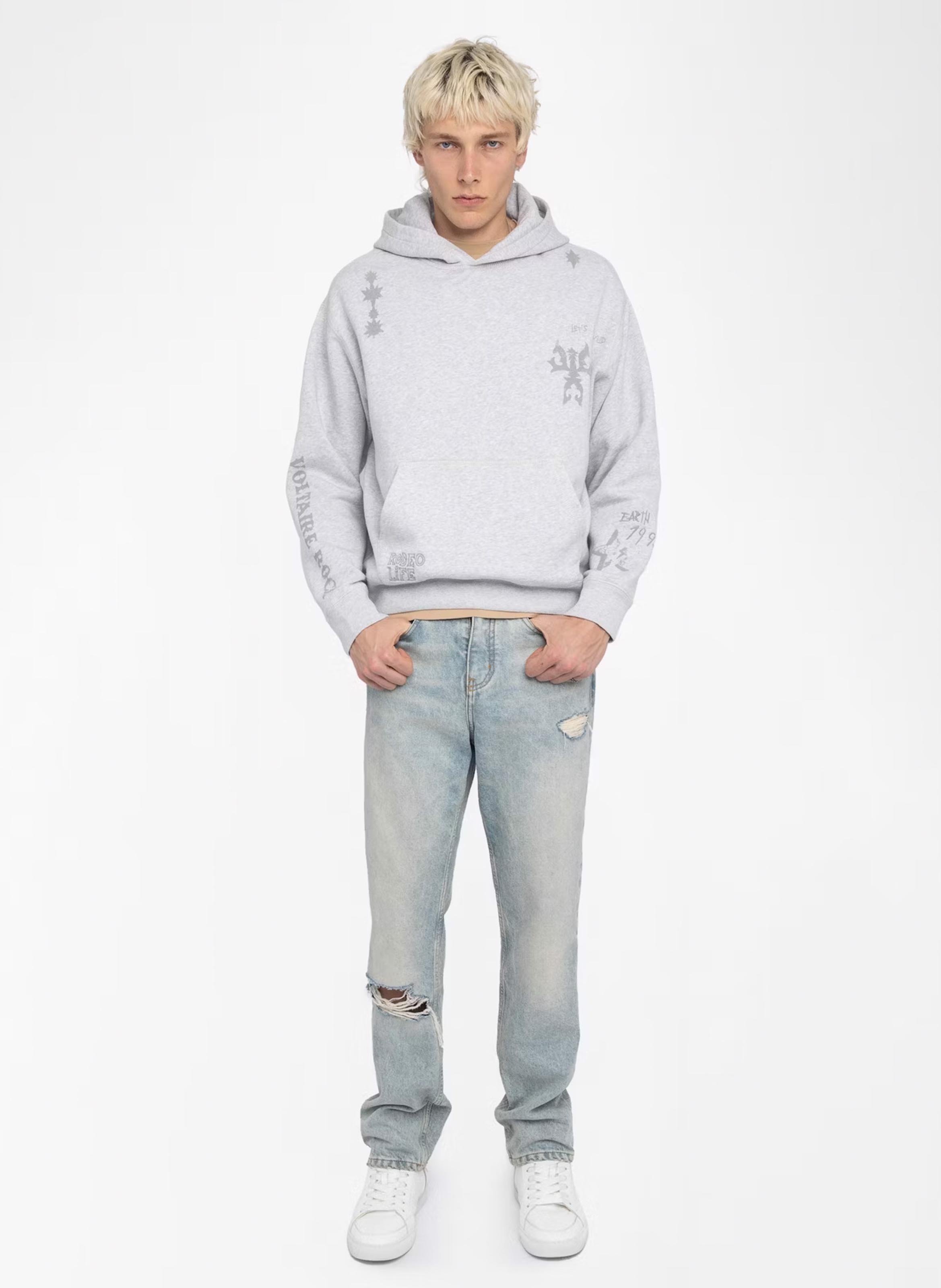 Sweat à capuche en coton imprimé ZADIG&amp;VOLTAIRE Gris