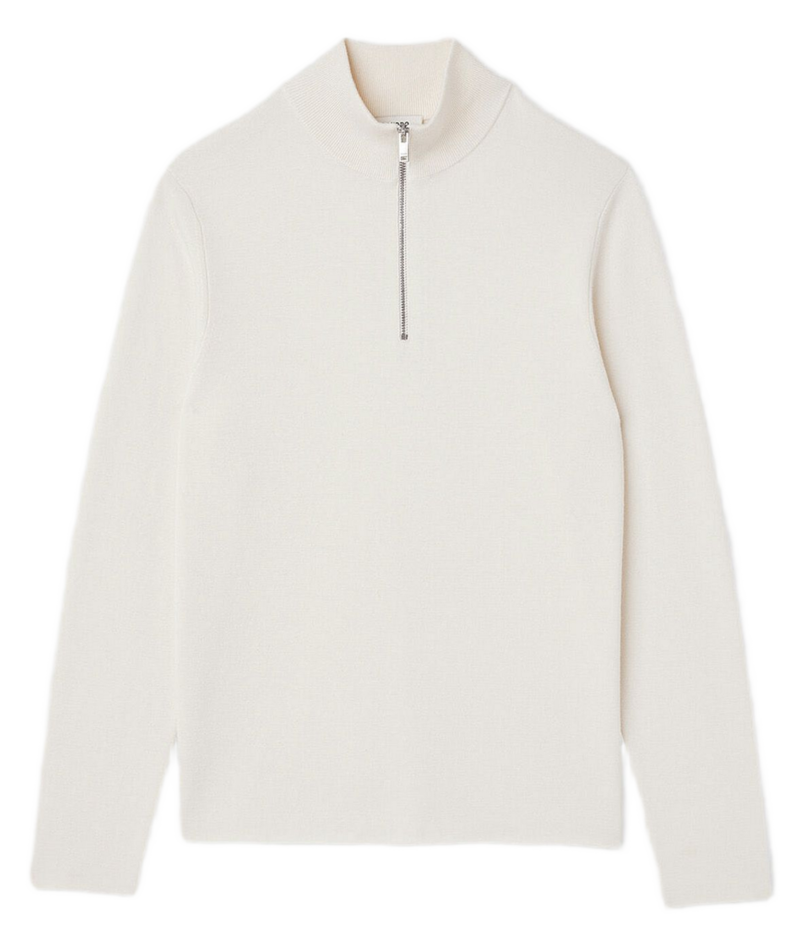 High-neck wool sweater with zip  Off white