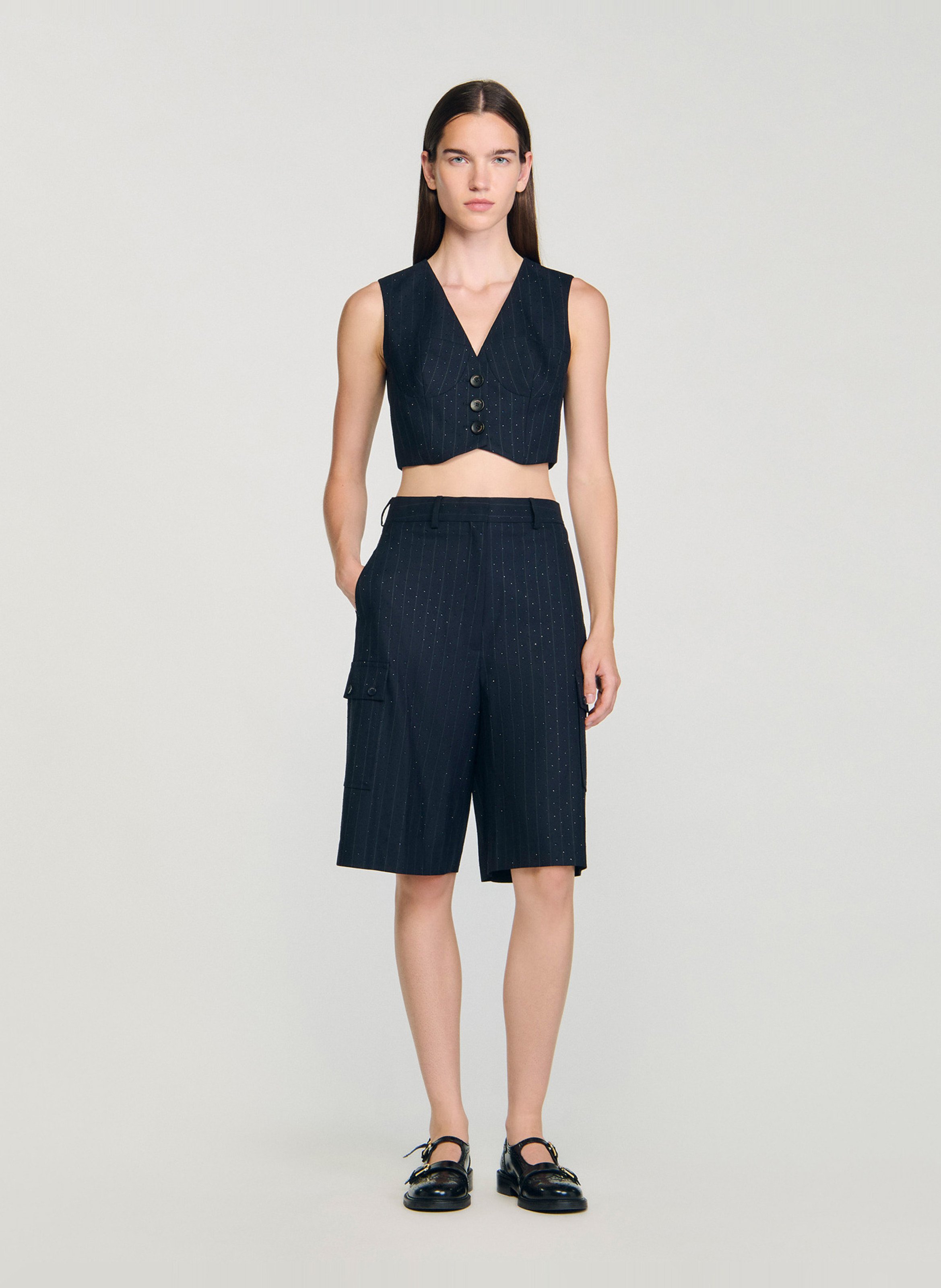 Bermuda droit en laine mélangée SANDRO Bleu