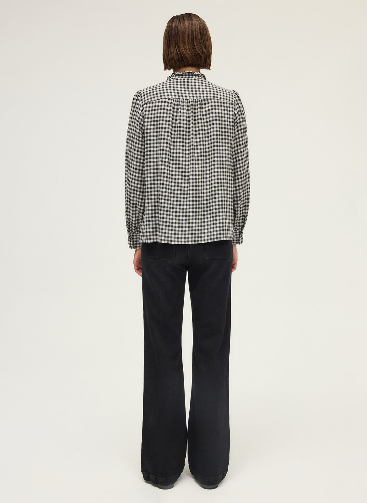 Ruffled collar printed blouse PABLO Grey