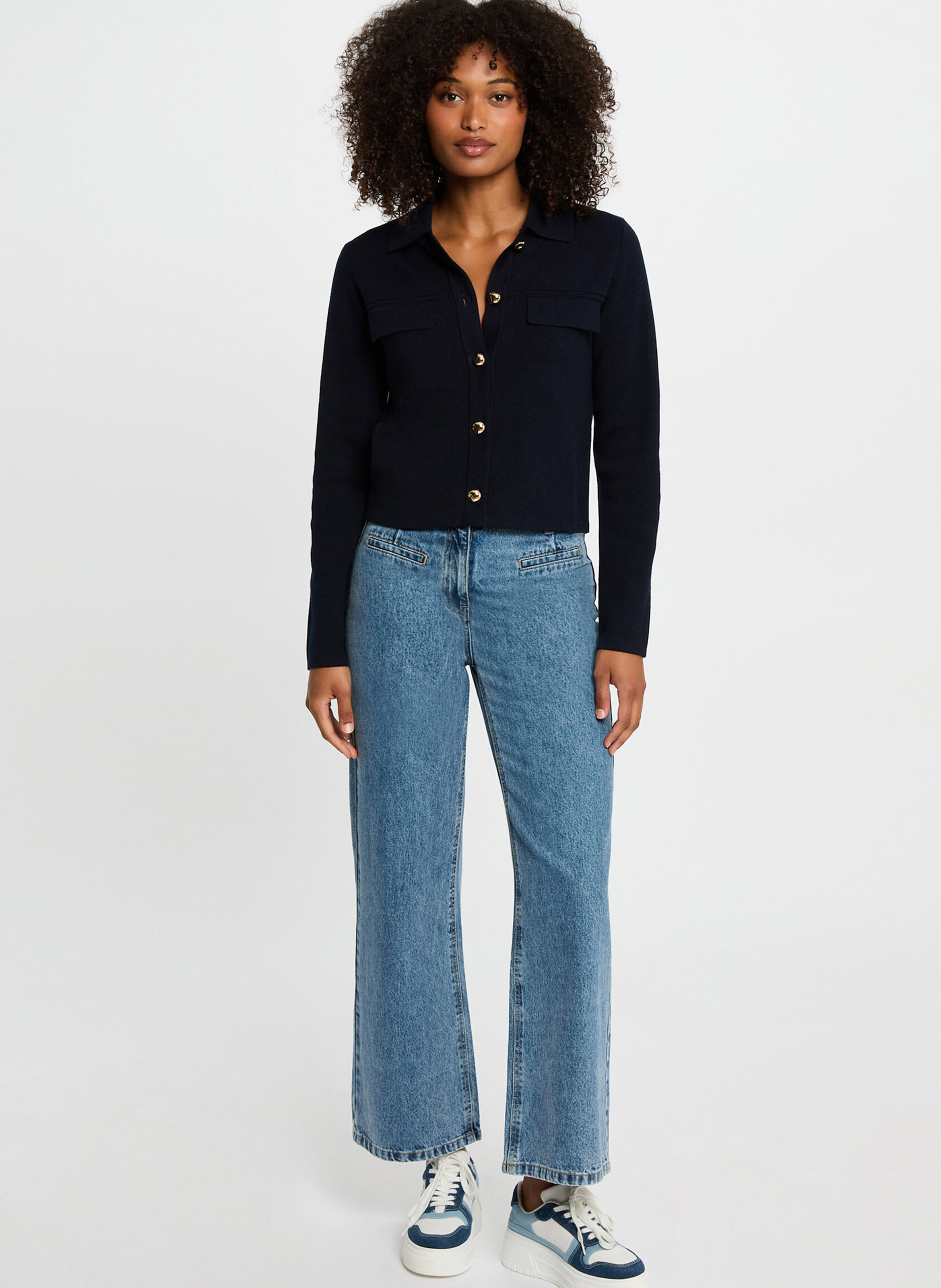 Strickjacke mit klassischem Kragen MORGAN Blau