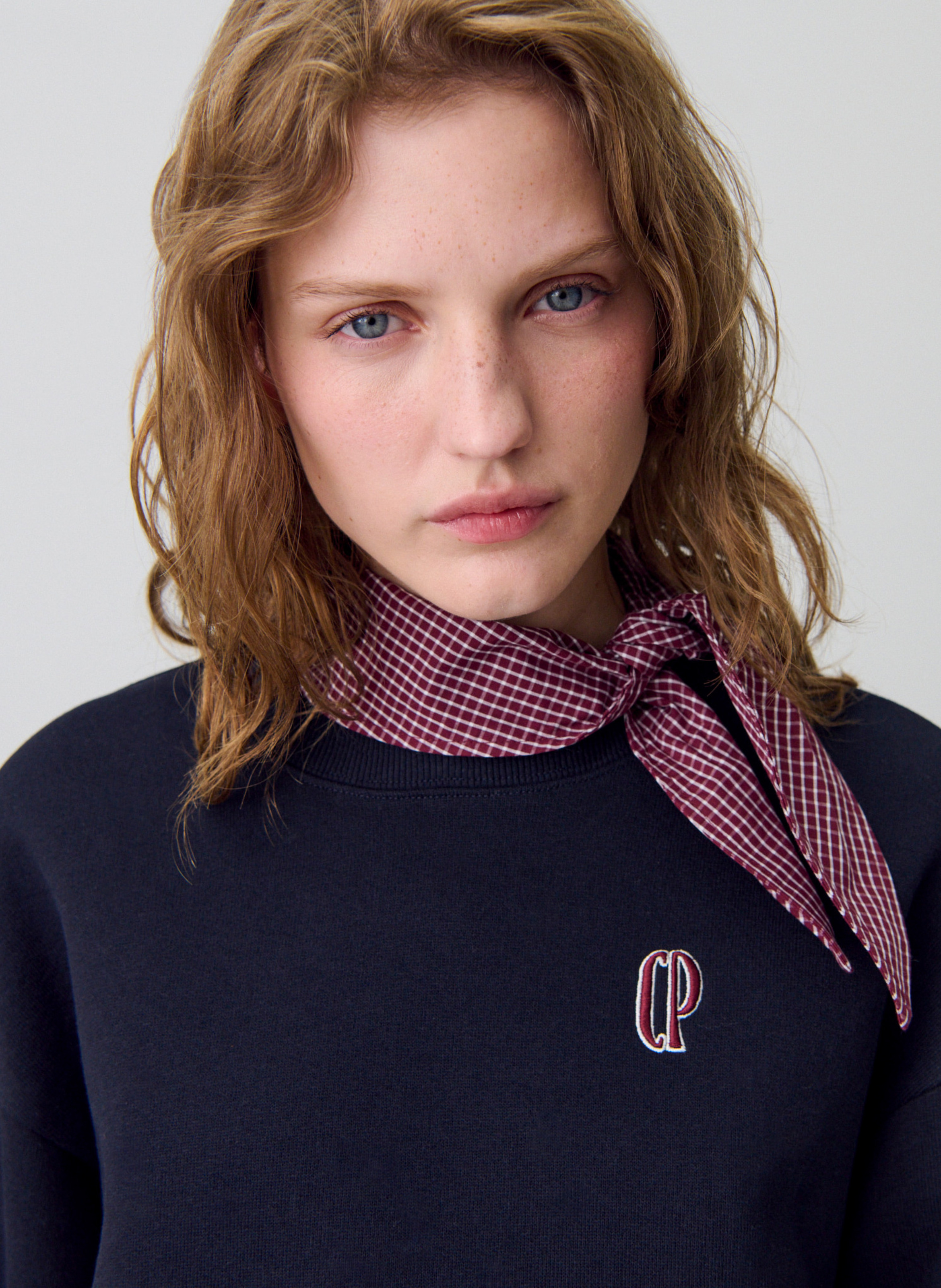 Cotton-mix round-neck sweatshirt CLAUDIE PIERLOT Blue