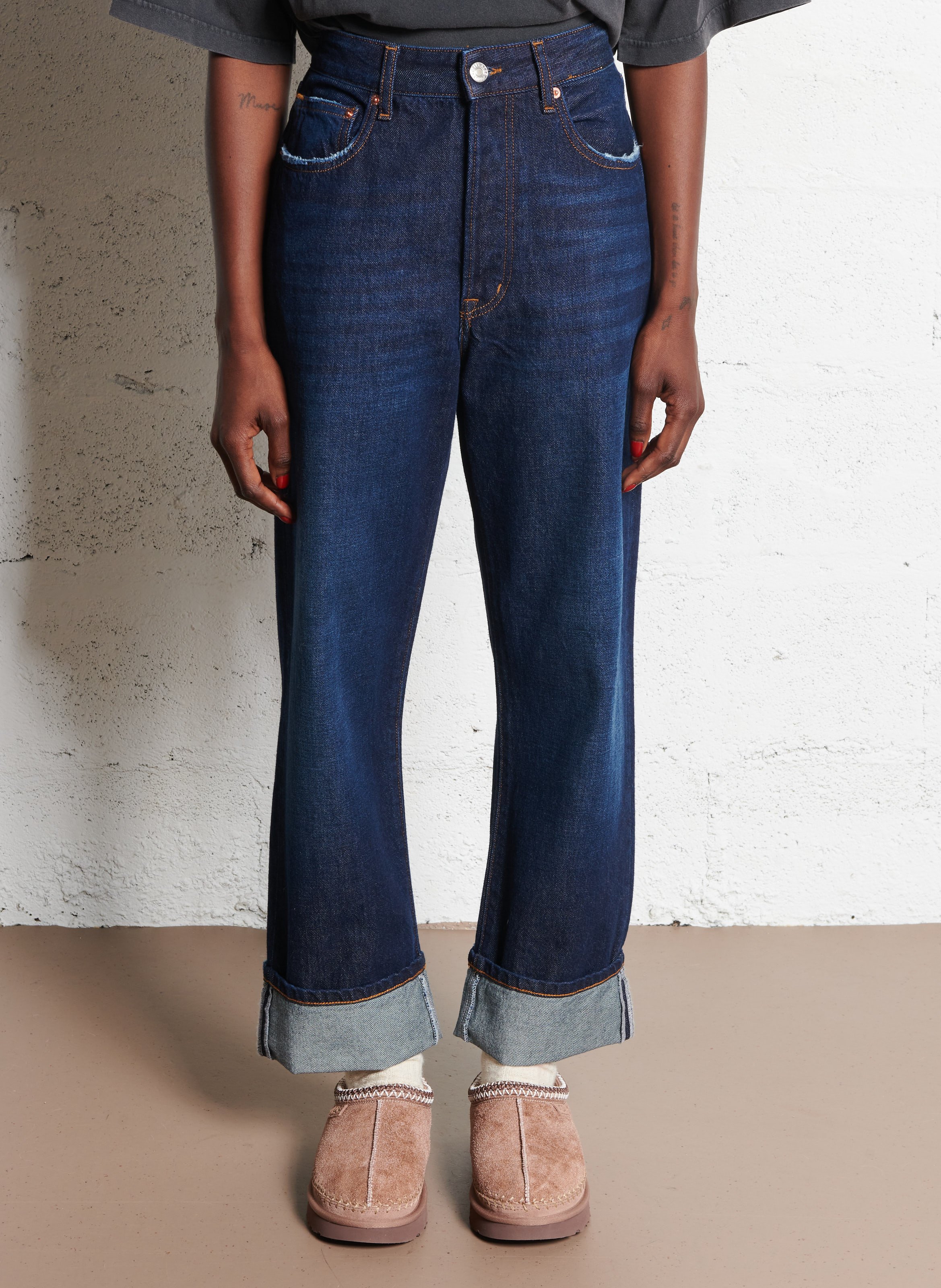 Jean droit en denim de coton BELLEROSE Jean brut