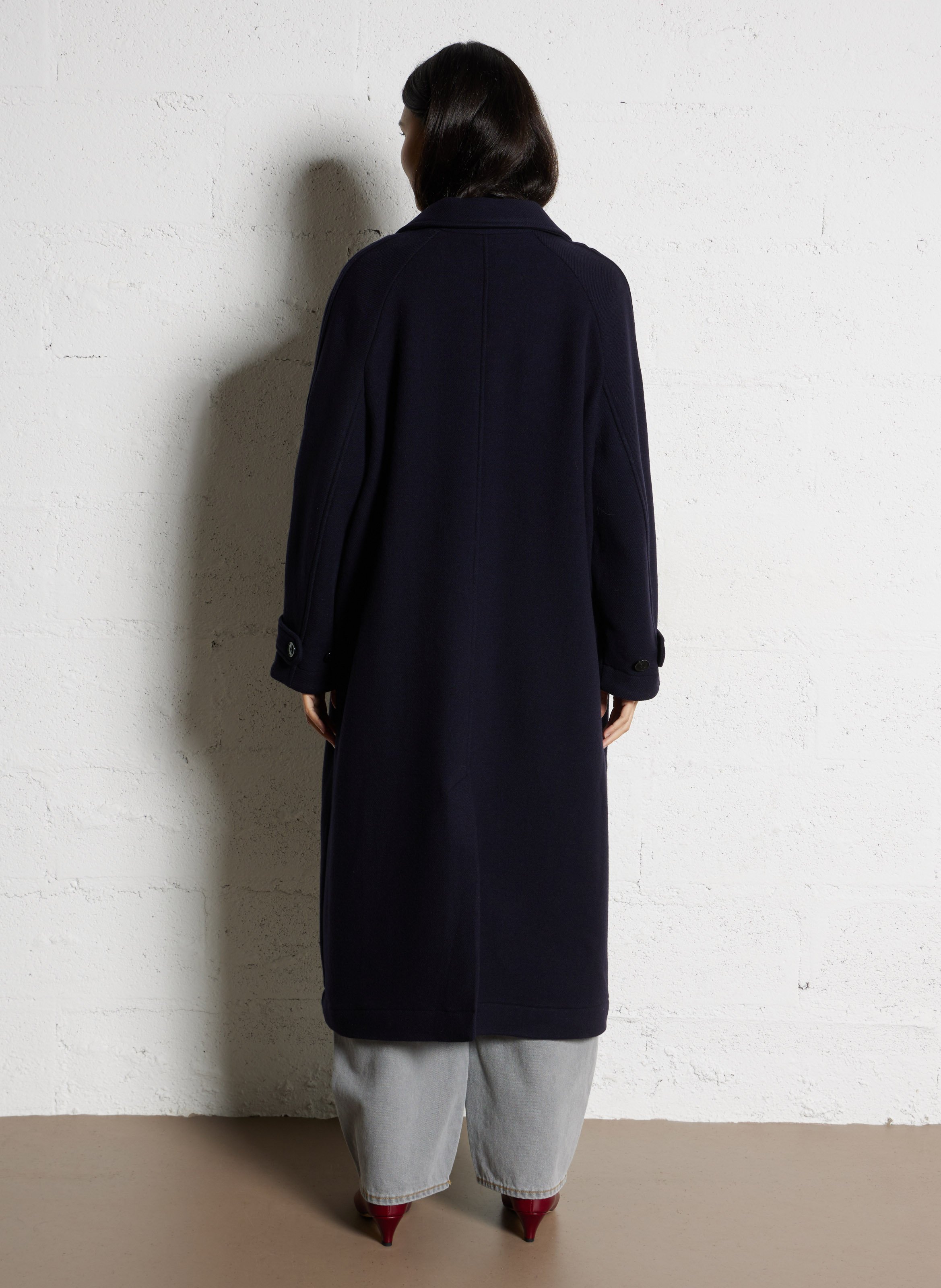 Manteau ample col classique en laine BELLEPIECE Bleu