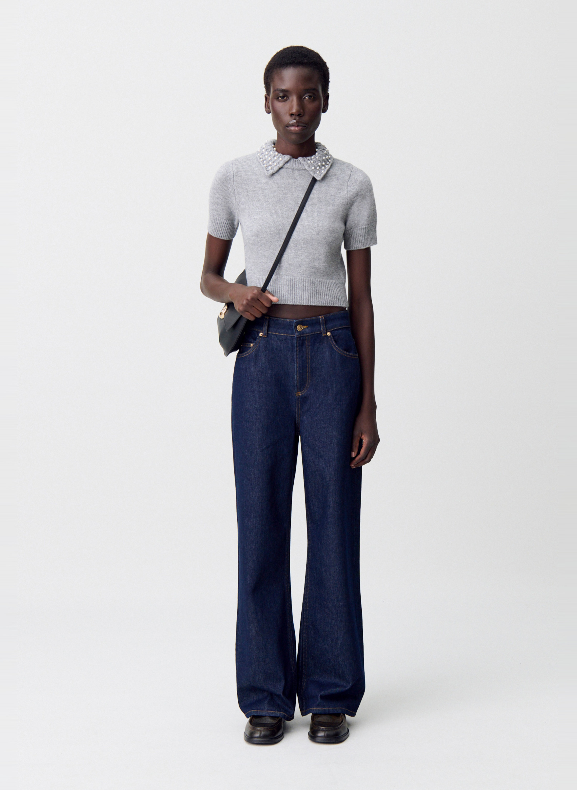 Fitted wool and cashmere top CLAUDIE PIERLOT Grey