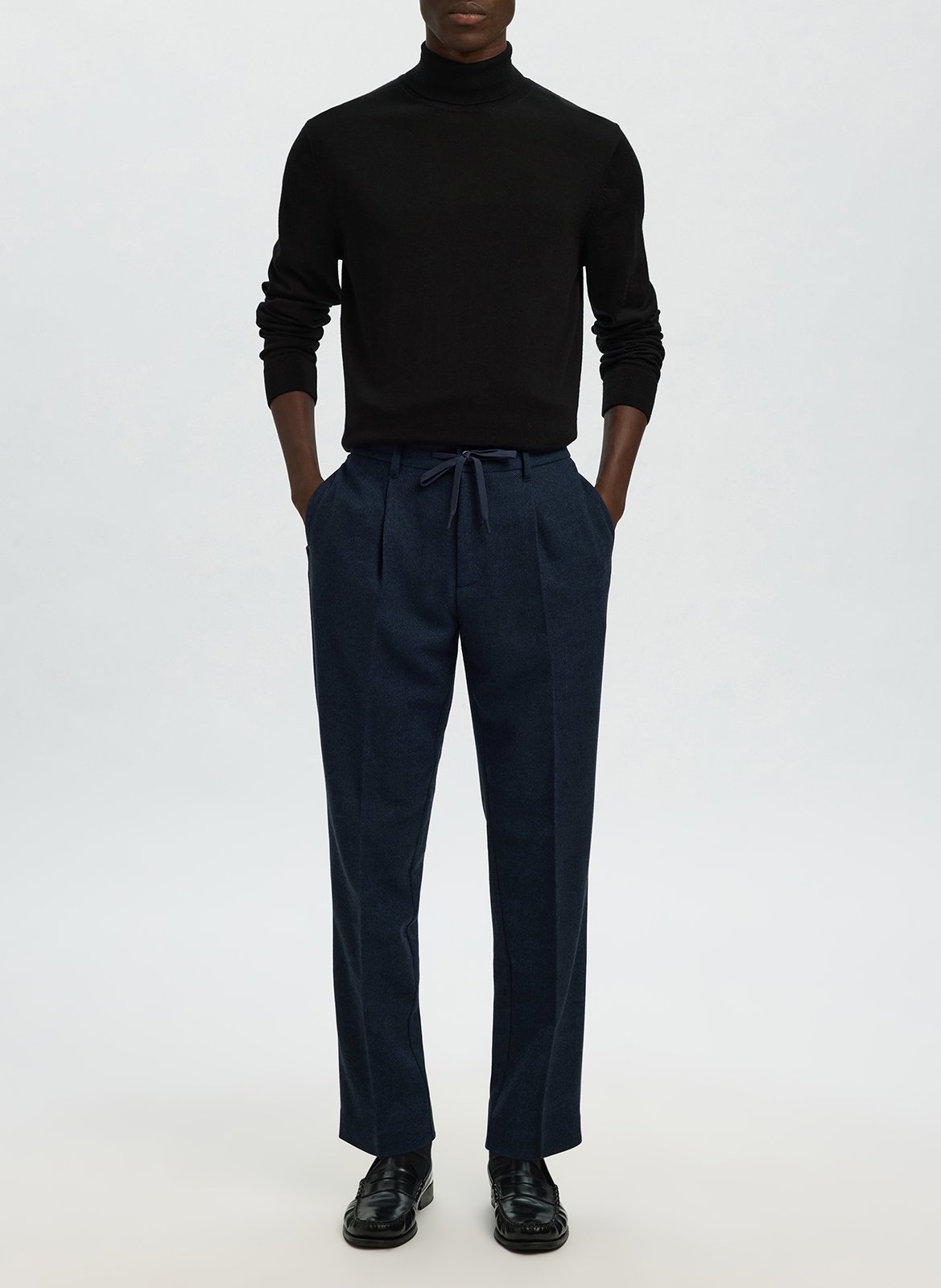 Col roulé regular-fit en laine mérinos SELECTED Noir