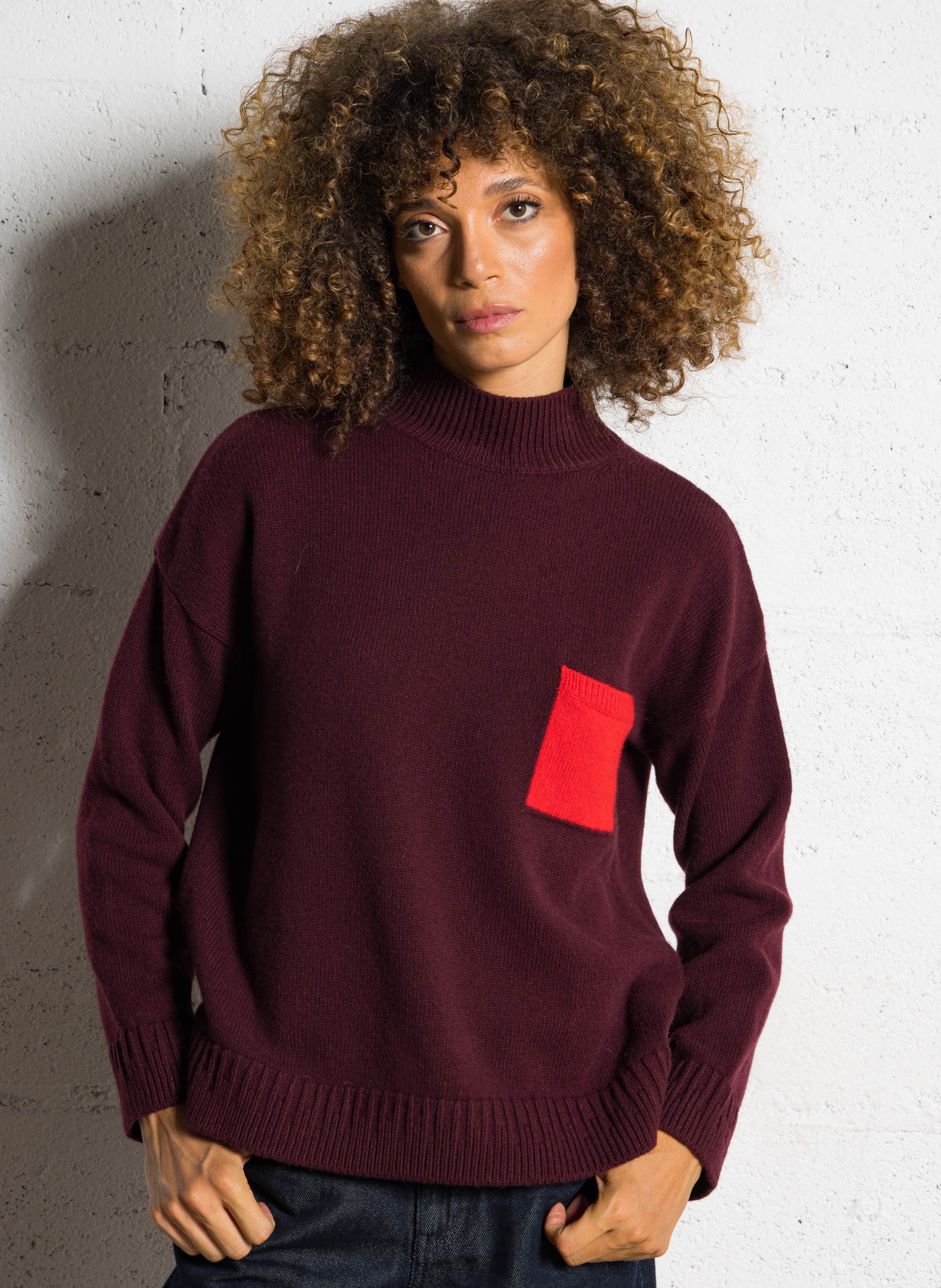 Pull oversize en laine et cachemire MAISON ANJE Prune