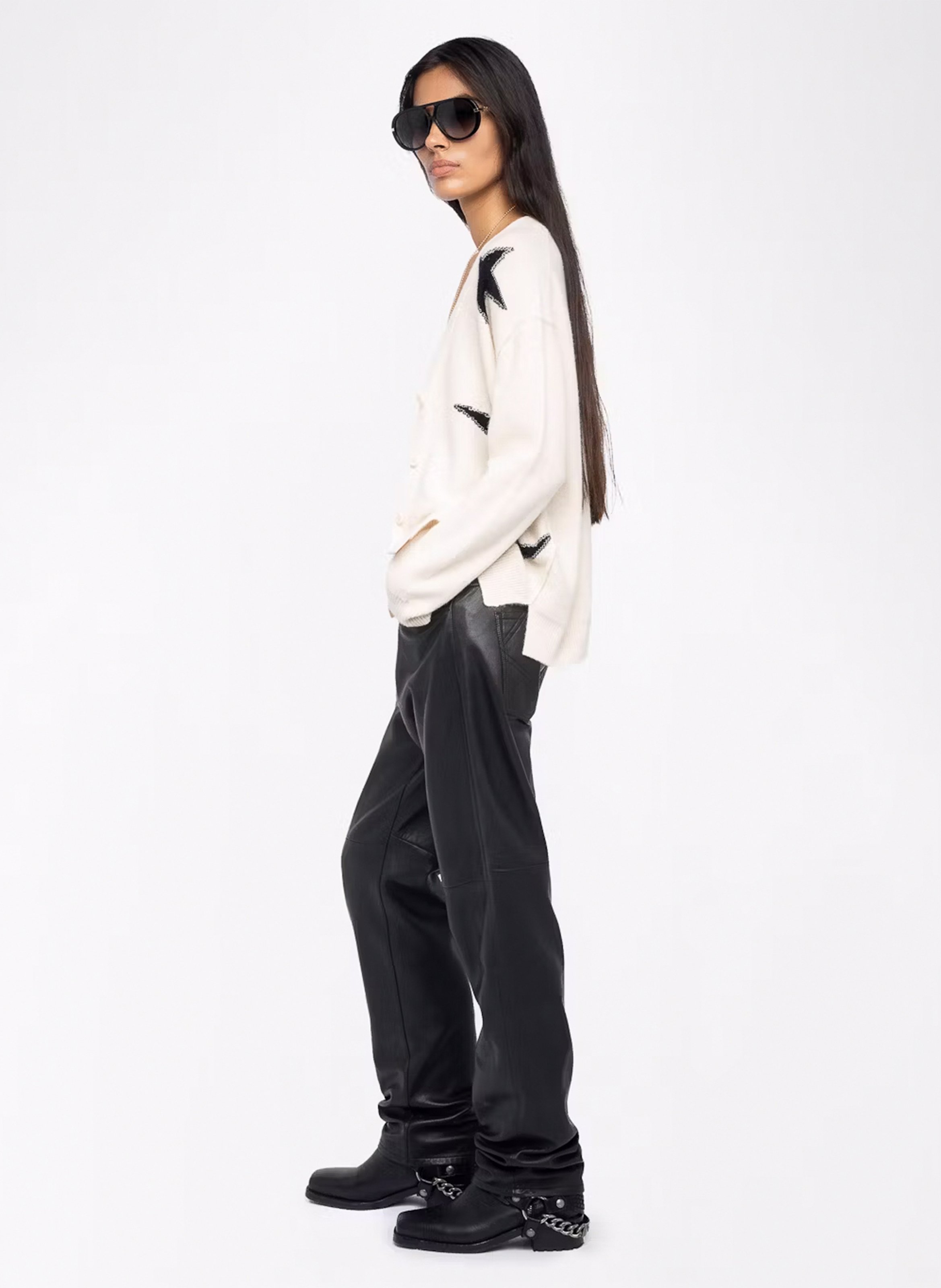 V-Ausschnitt Weste mit Muster ZADIG&VOLTAIRE Weiss