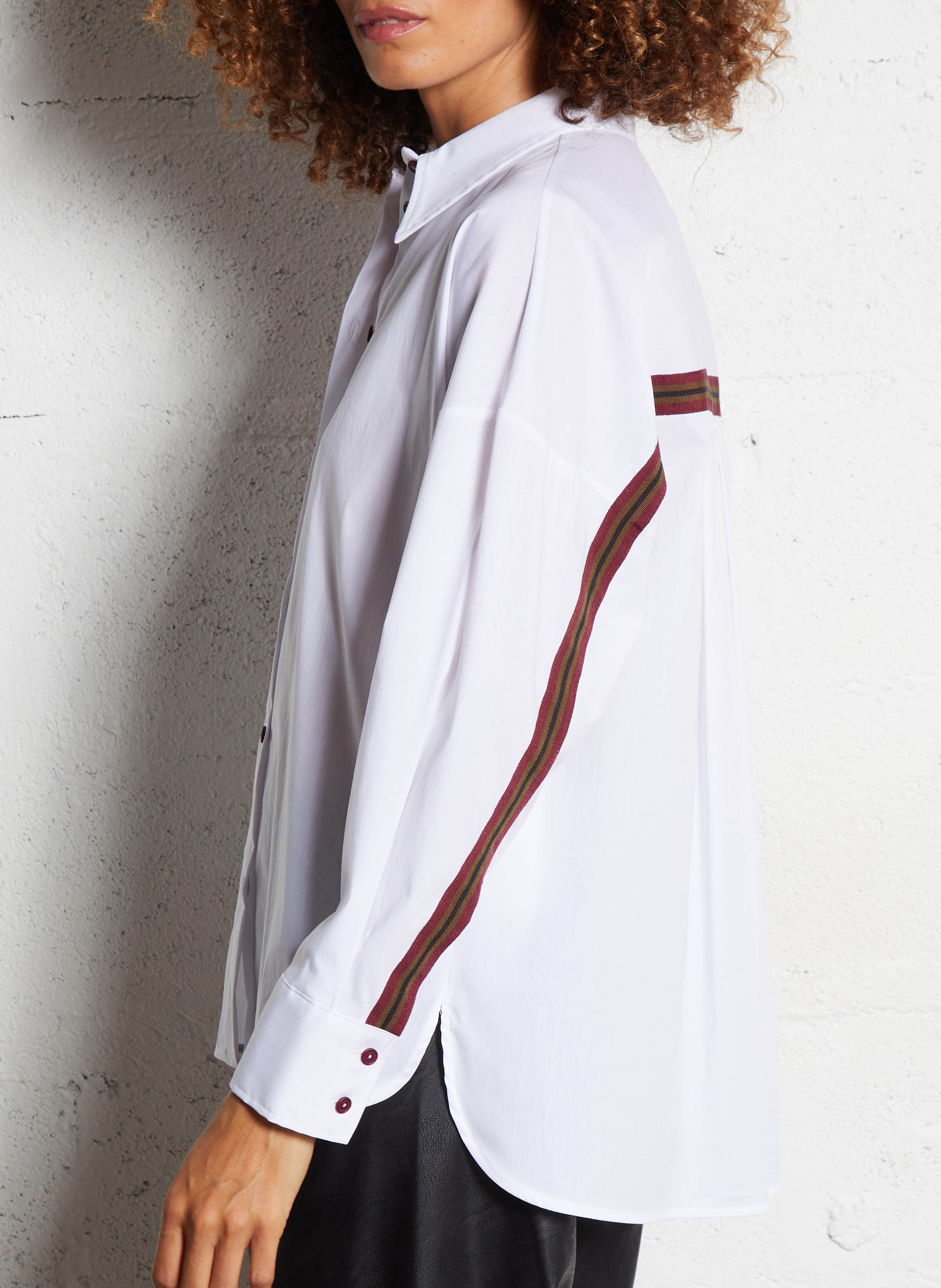 Chemise oversize col classique en coton mélangé PLEASE Blanc