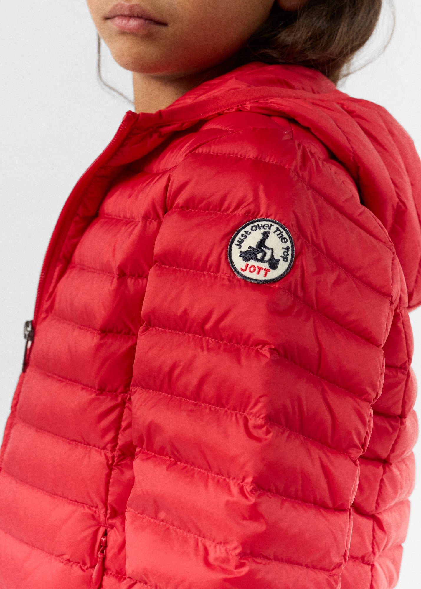 Hugo lightweight hooded child's puffer coat JOTT Red