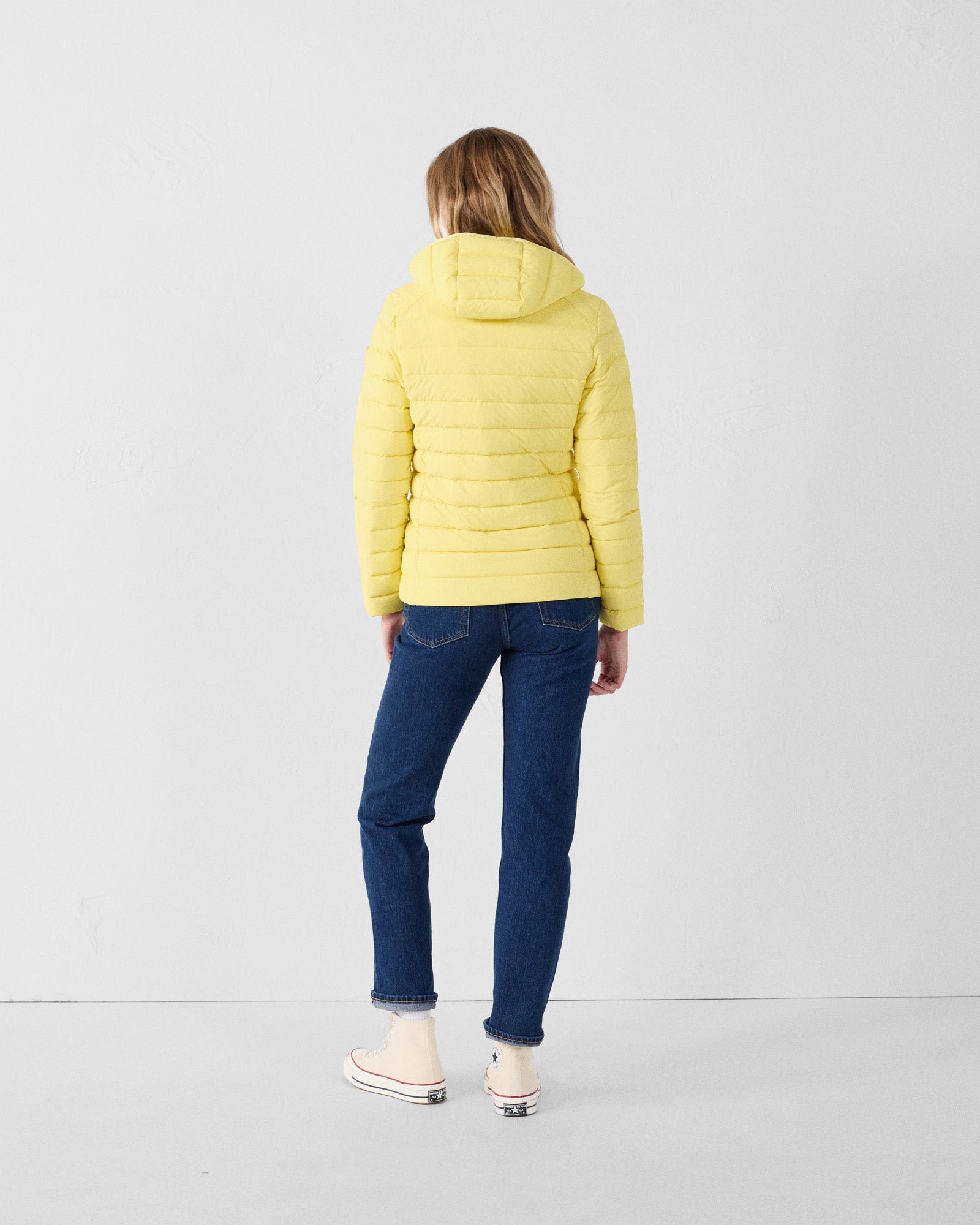 Lightweight stretch hooded puffer jacket Salma JOTT Yellow