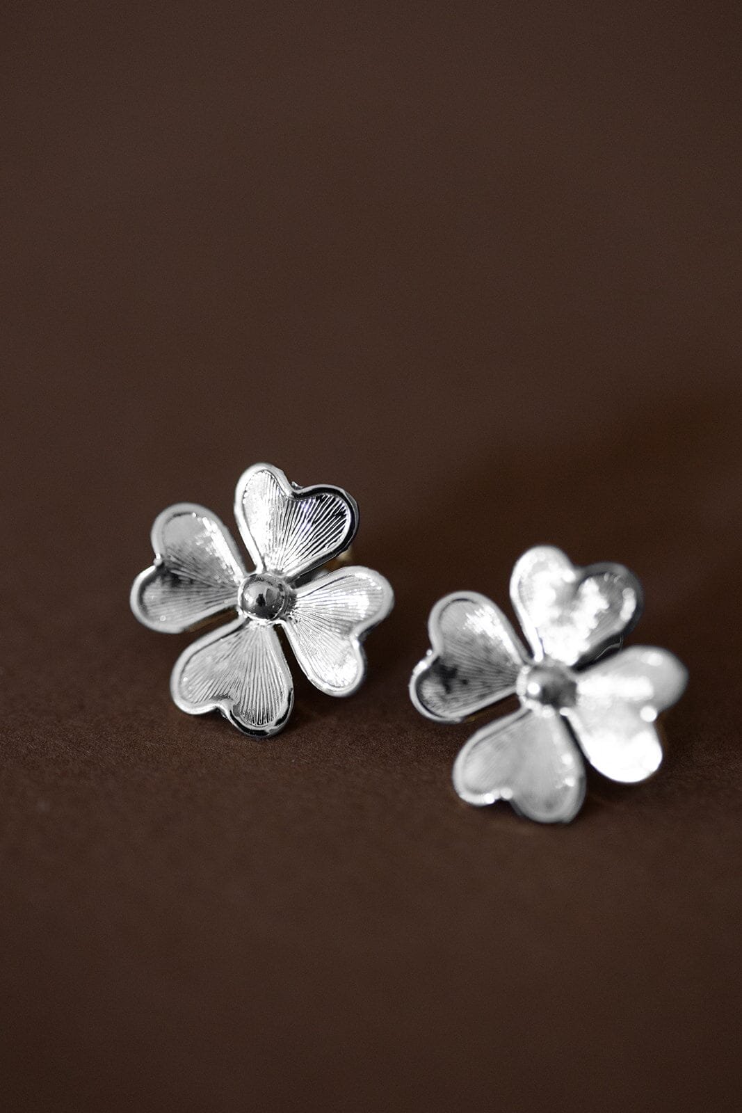 Clover gold-plated stud earrings MONSIEUR SIMONE Silver