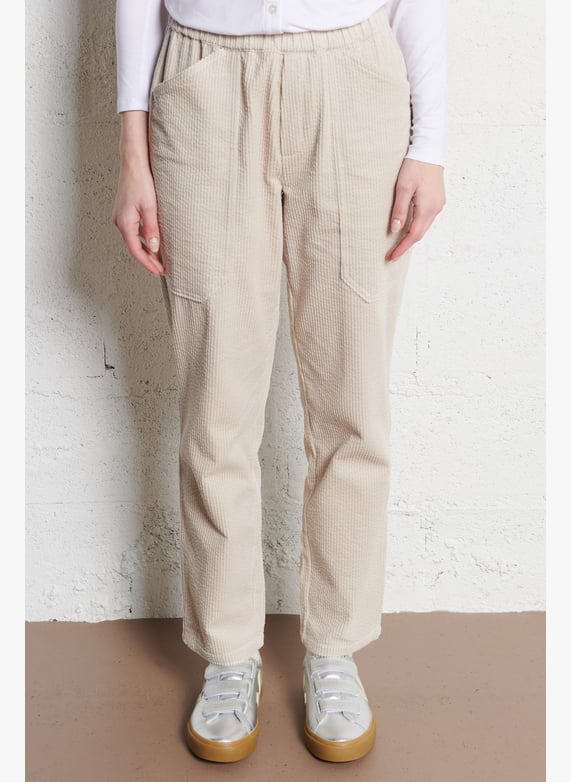 Pantalon droit en coton | Blanc by LE TEMPS DES CERISES Pantalon droit en coton Blanc