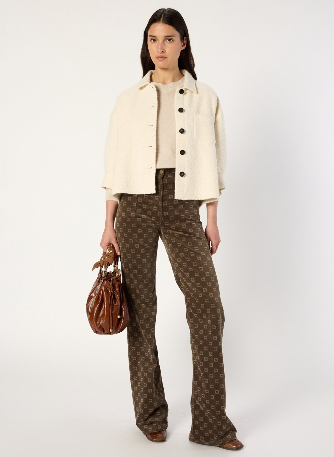Rechte knoopjas in effen tweed GERARD DAREL Beige