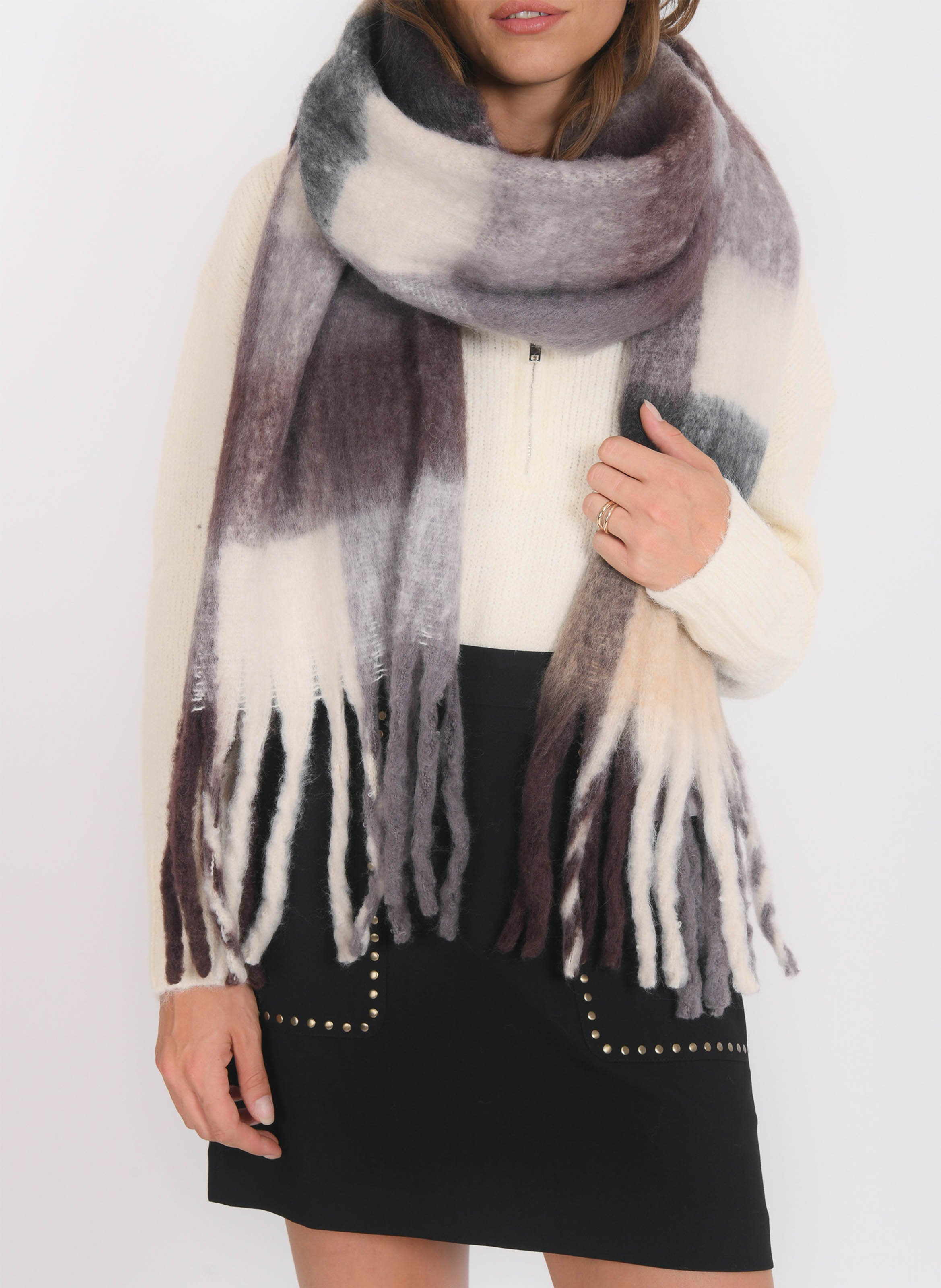 Sjaal met print en franjes KOOKAI Rood