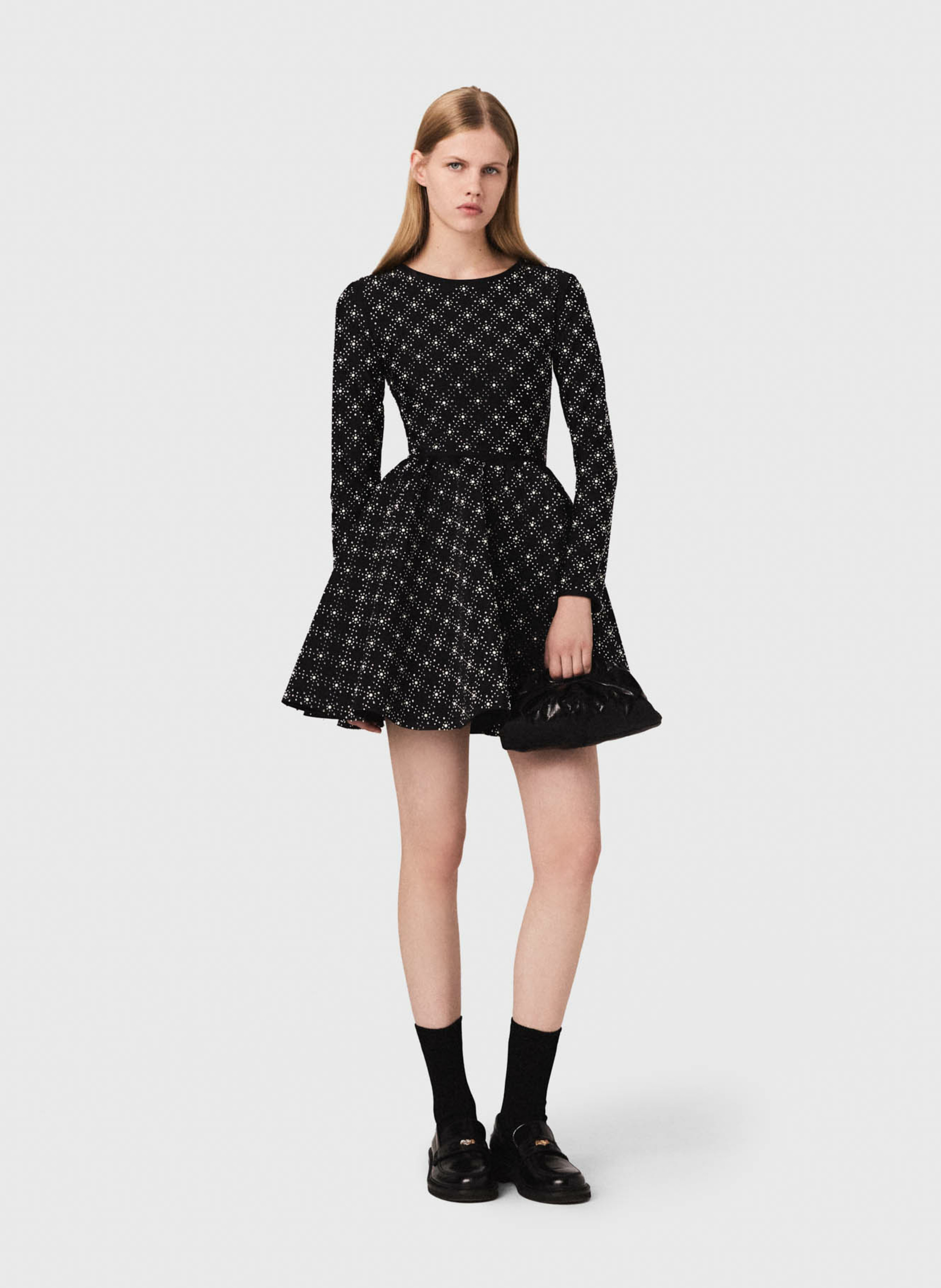 Short printed round-neck dress MAJE Black