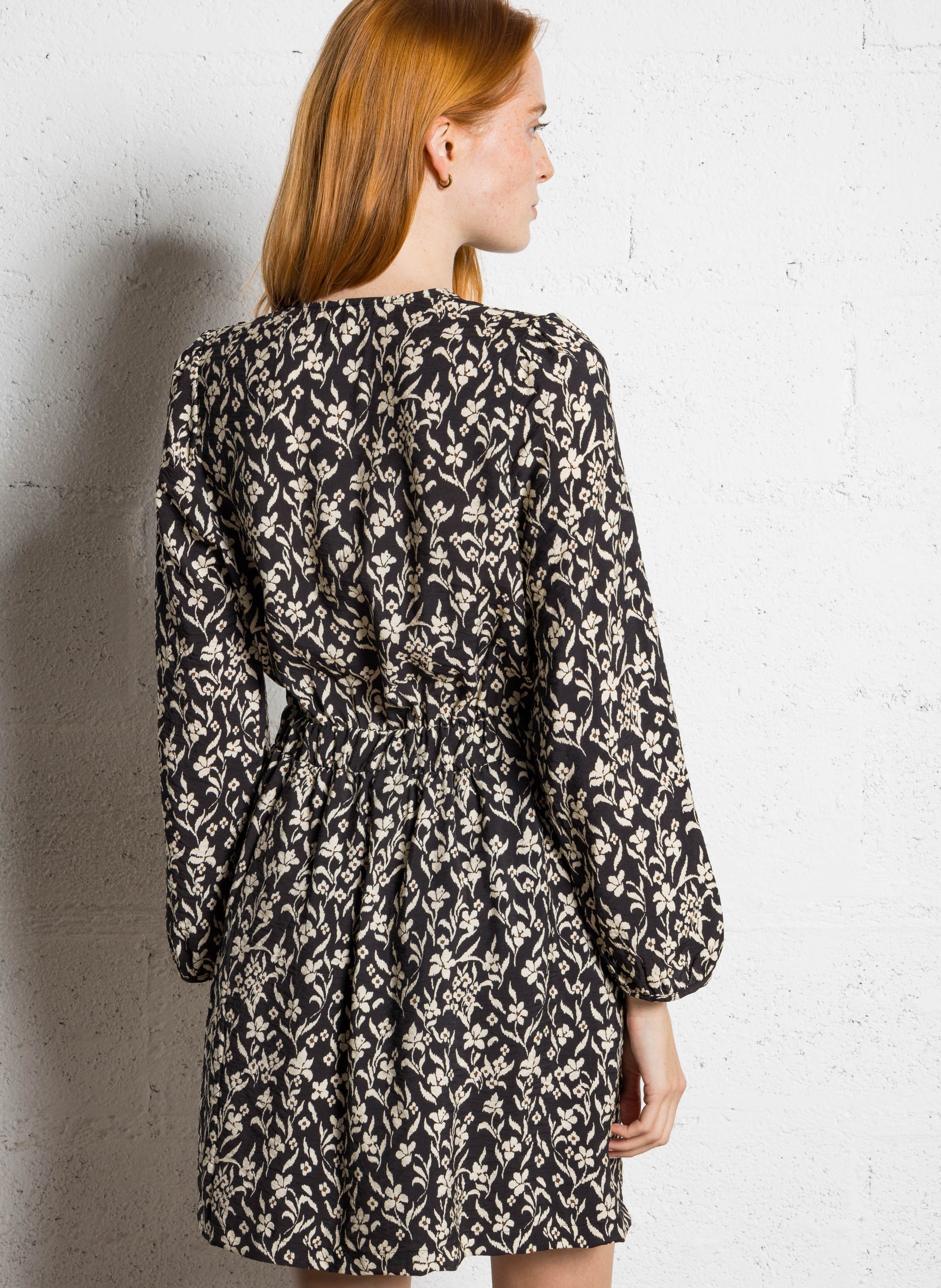 Bazimodo fluid printed short dress I CODE Black