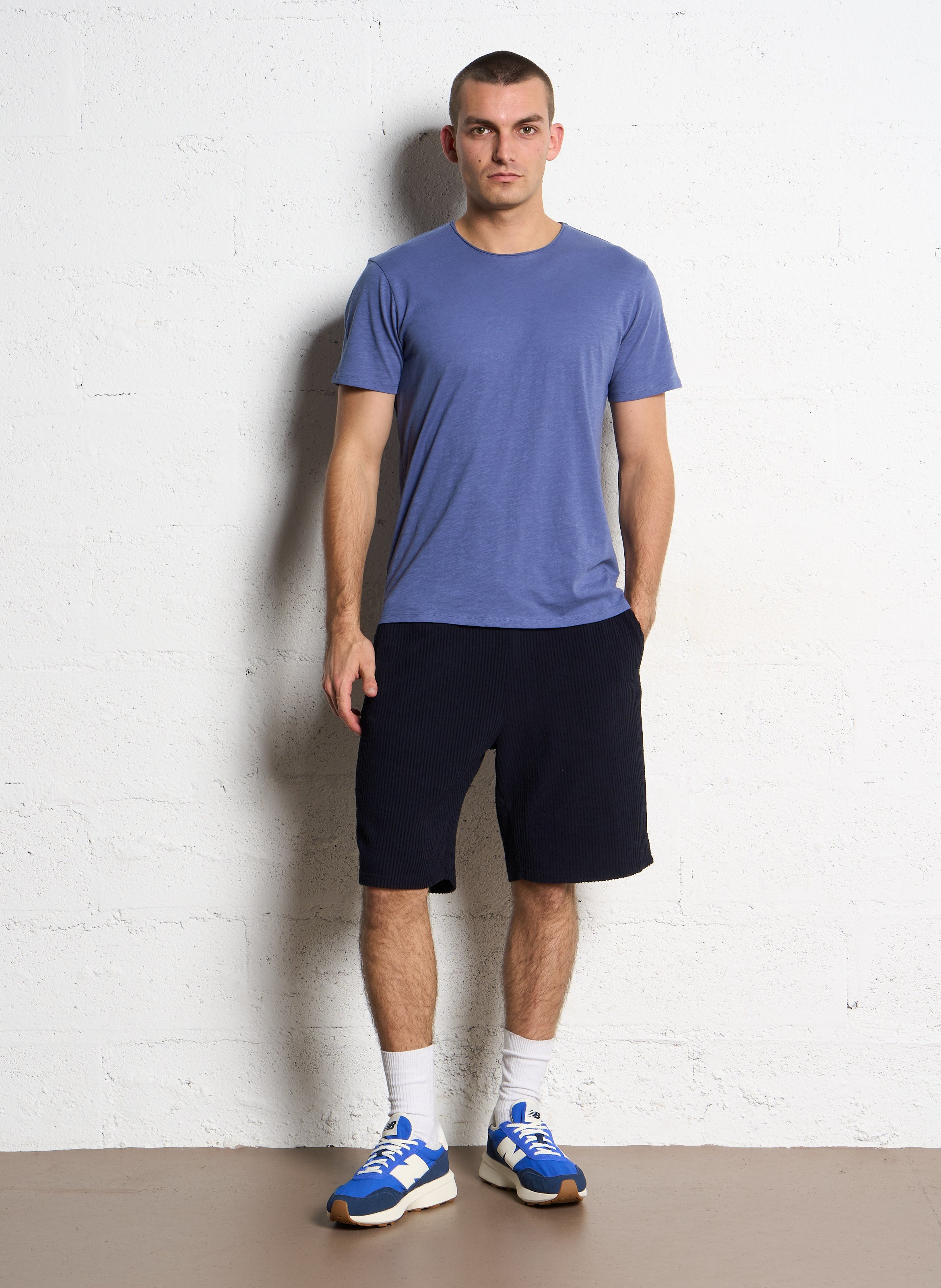 Low-top leather mix sneakers NEW BALANCE Blue