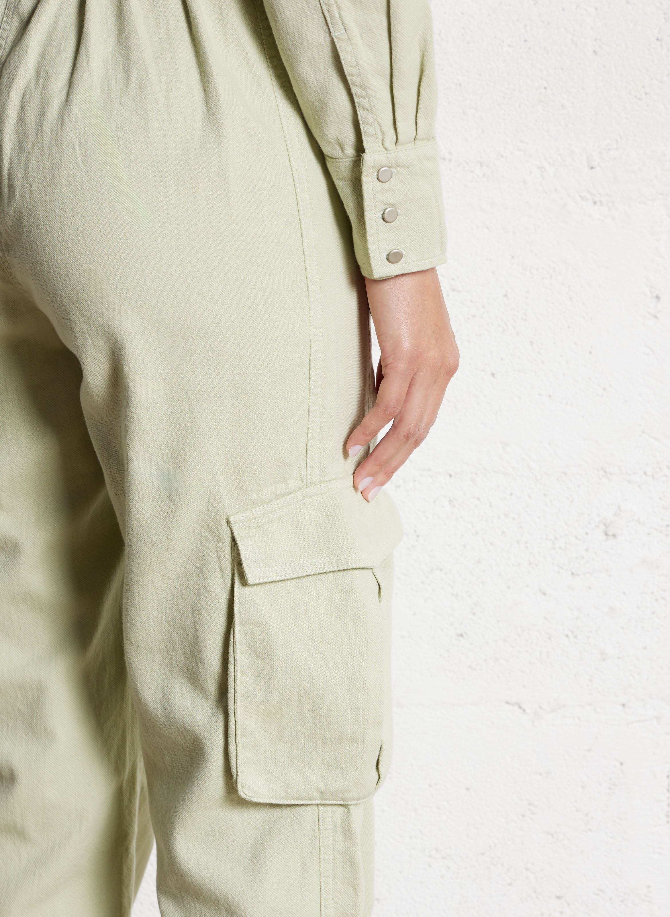 Cotton jumpsuit with classic collar IKKS Green