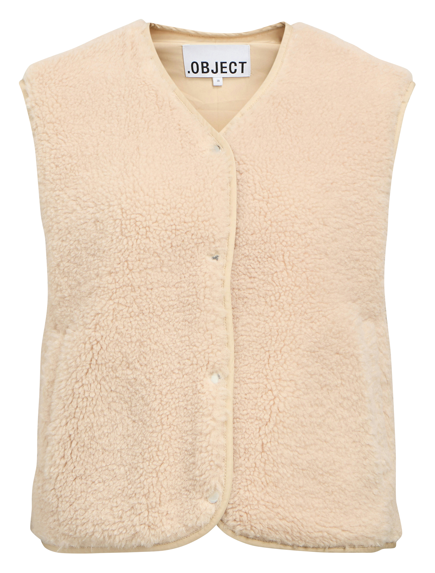 Ärmellose Sherpa-Knopfweste OBJECT Beige