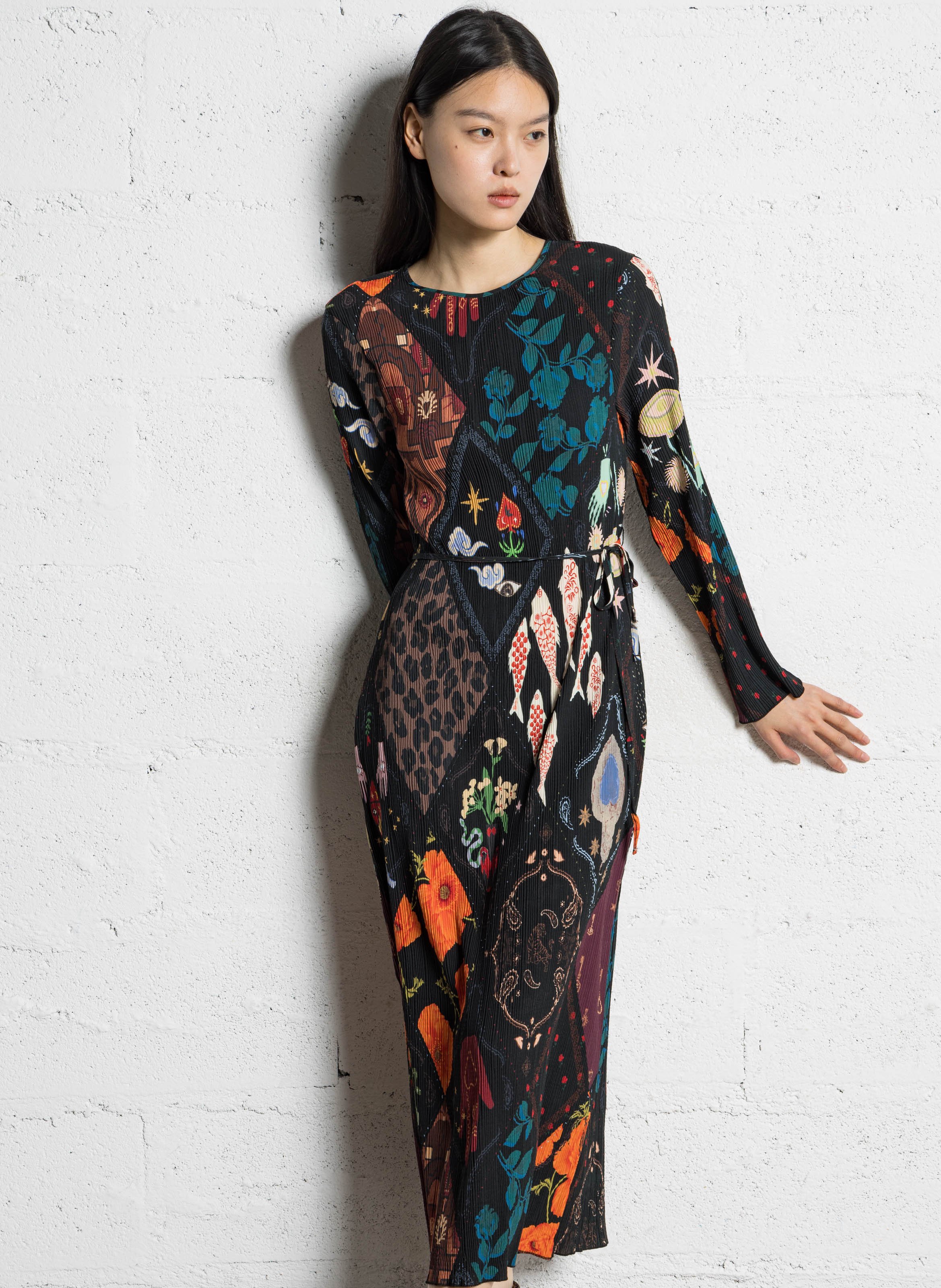 Robe midi col rond imprimée NEVER FULLY DRESSED Multicolore