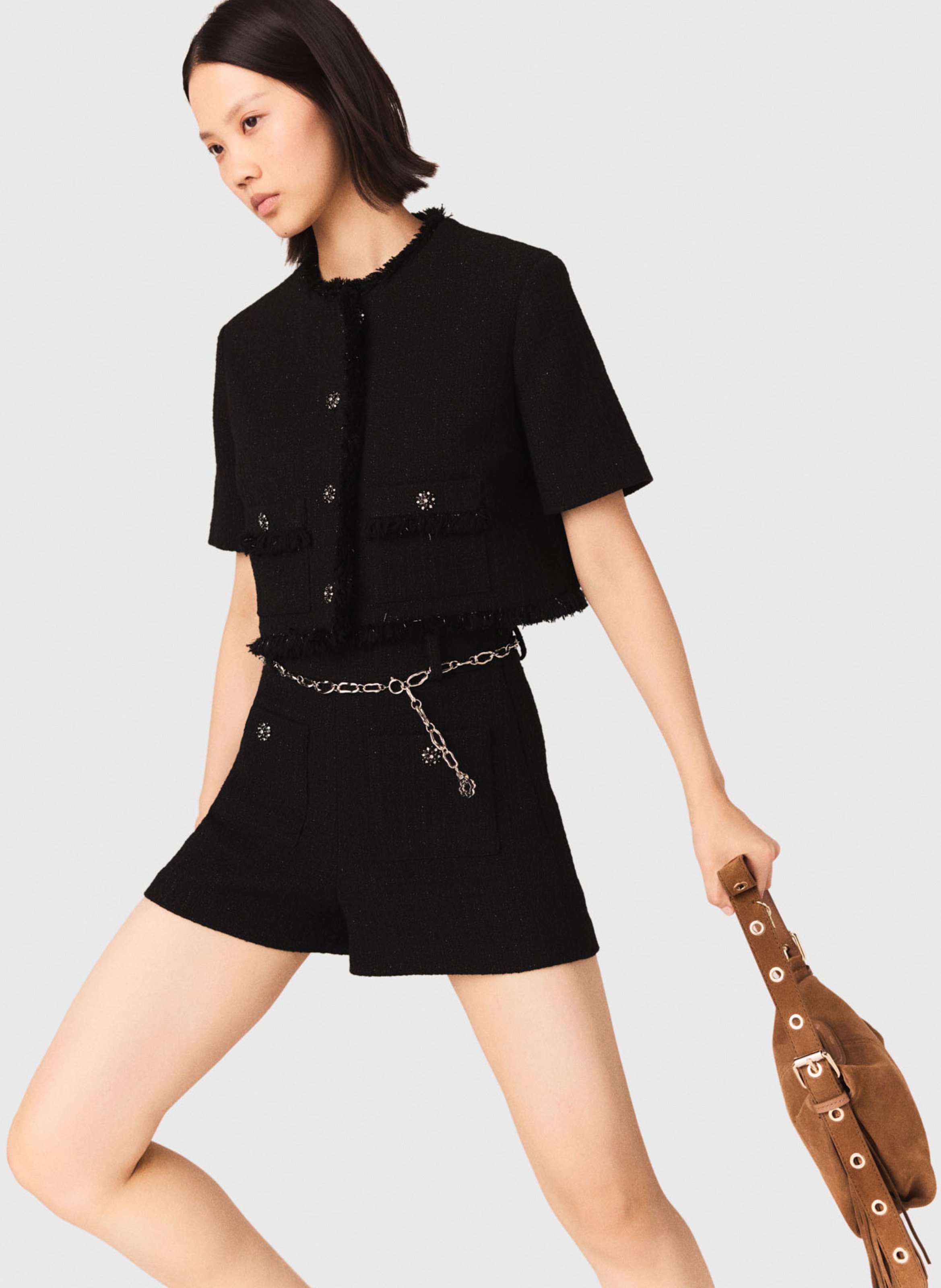 Straight cotton-blend shorts MAJE Black