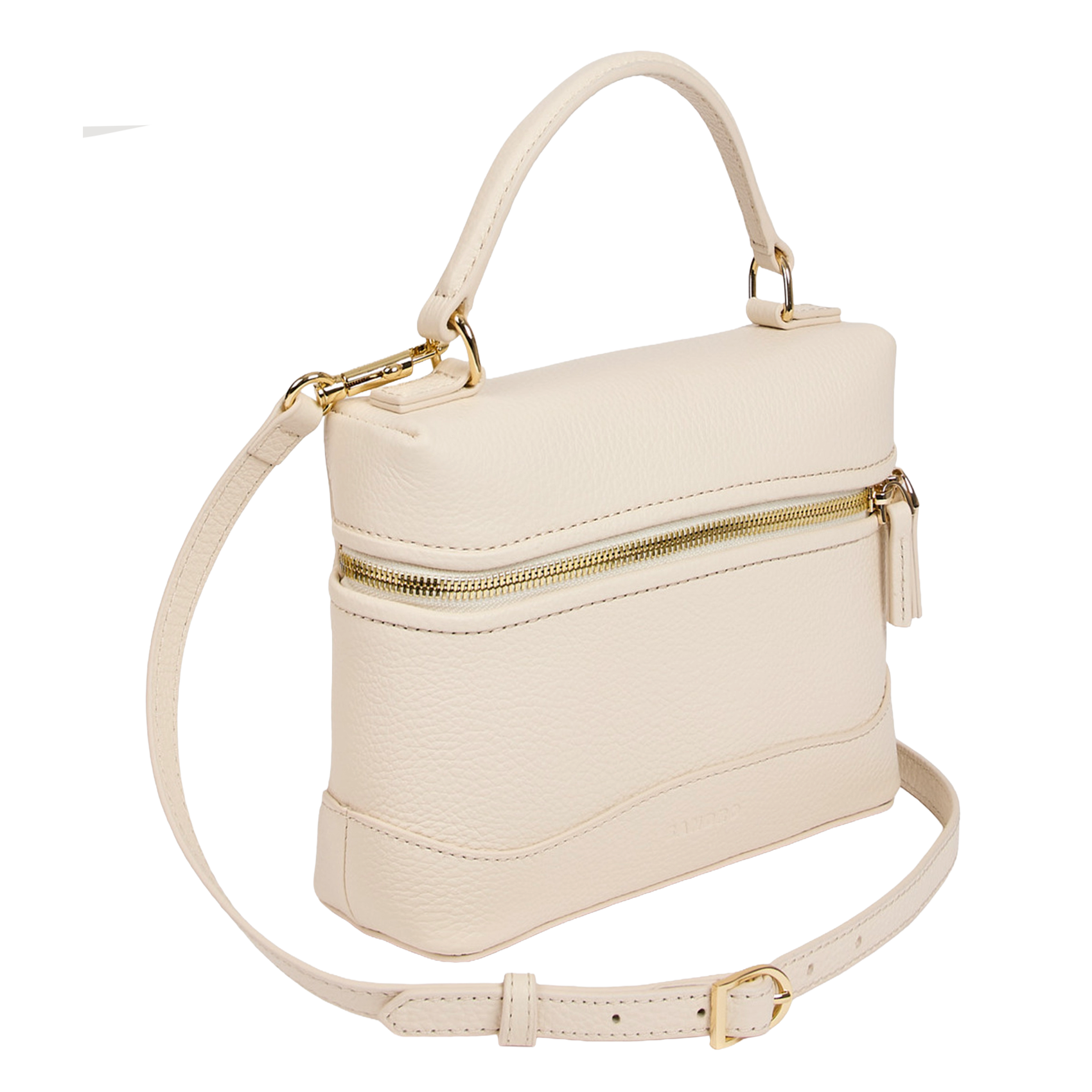 Sac bandoulière zippé en cuir grainé SANDRO Beige