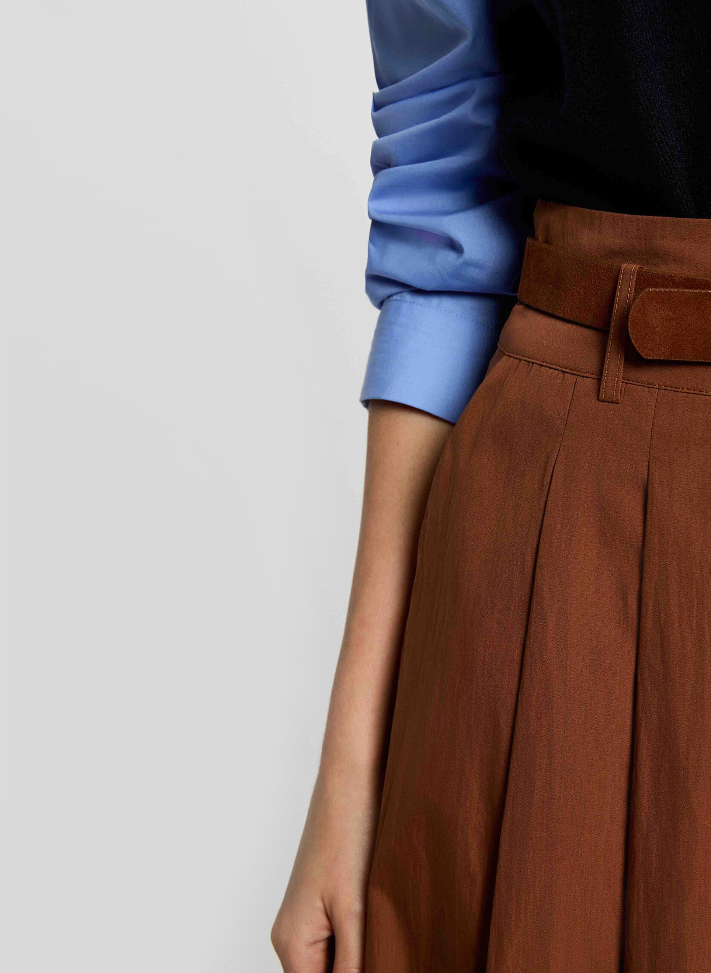 Flared Maxi Skirt with Belt MORGAN Brown