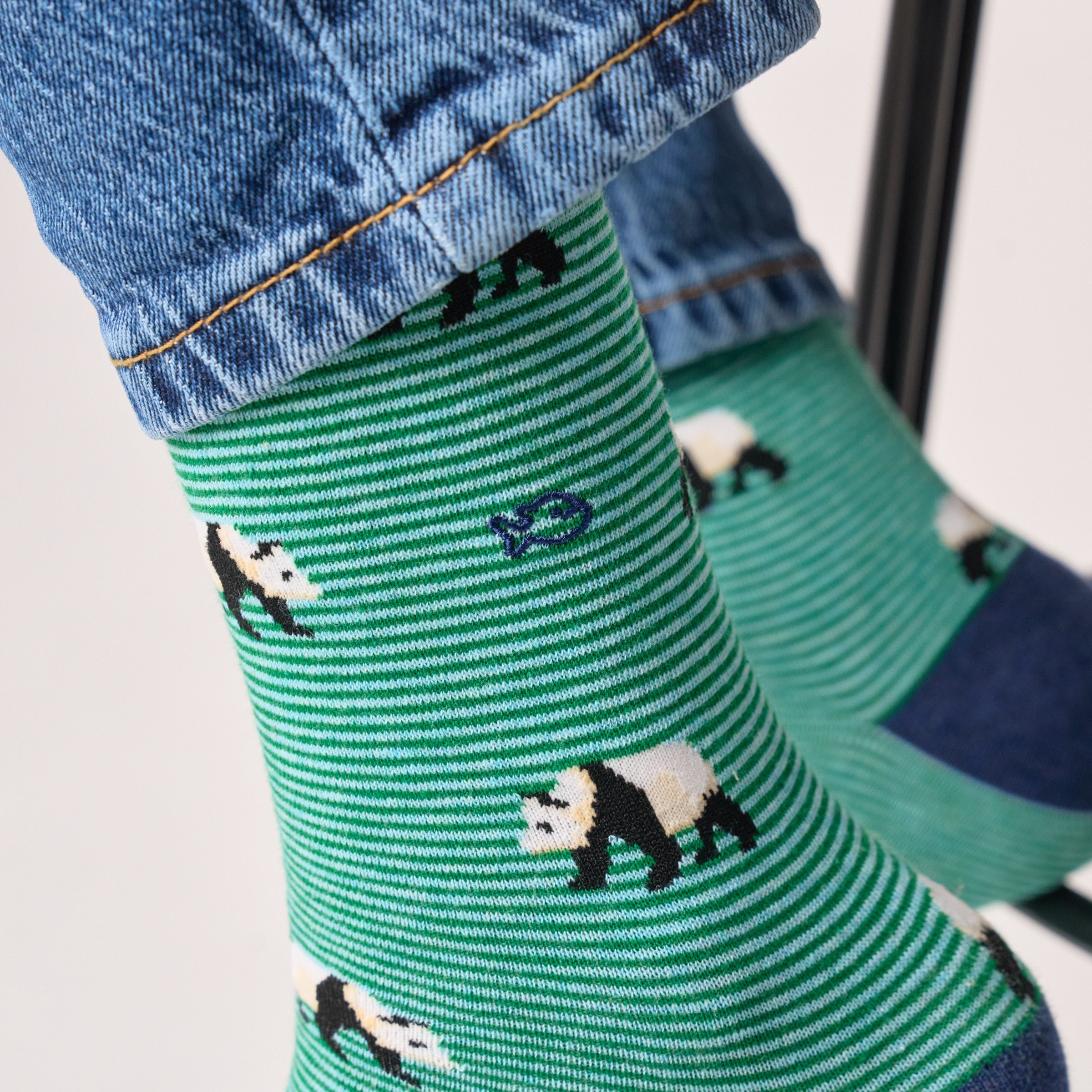 Combed Cotton Animal Socks Green