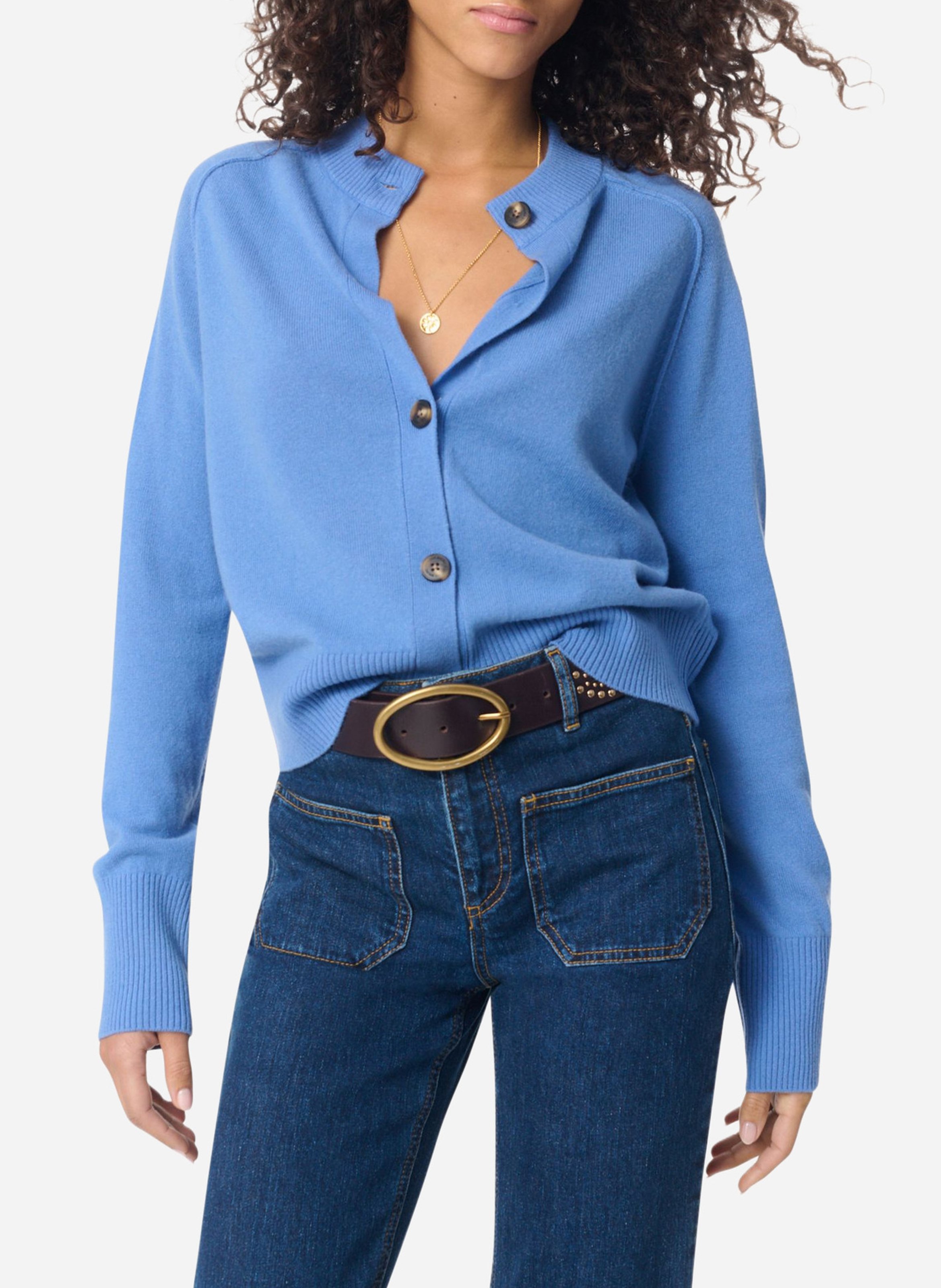 Short buttoned solid cardigan VANESSA BRUNO Blue