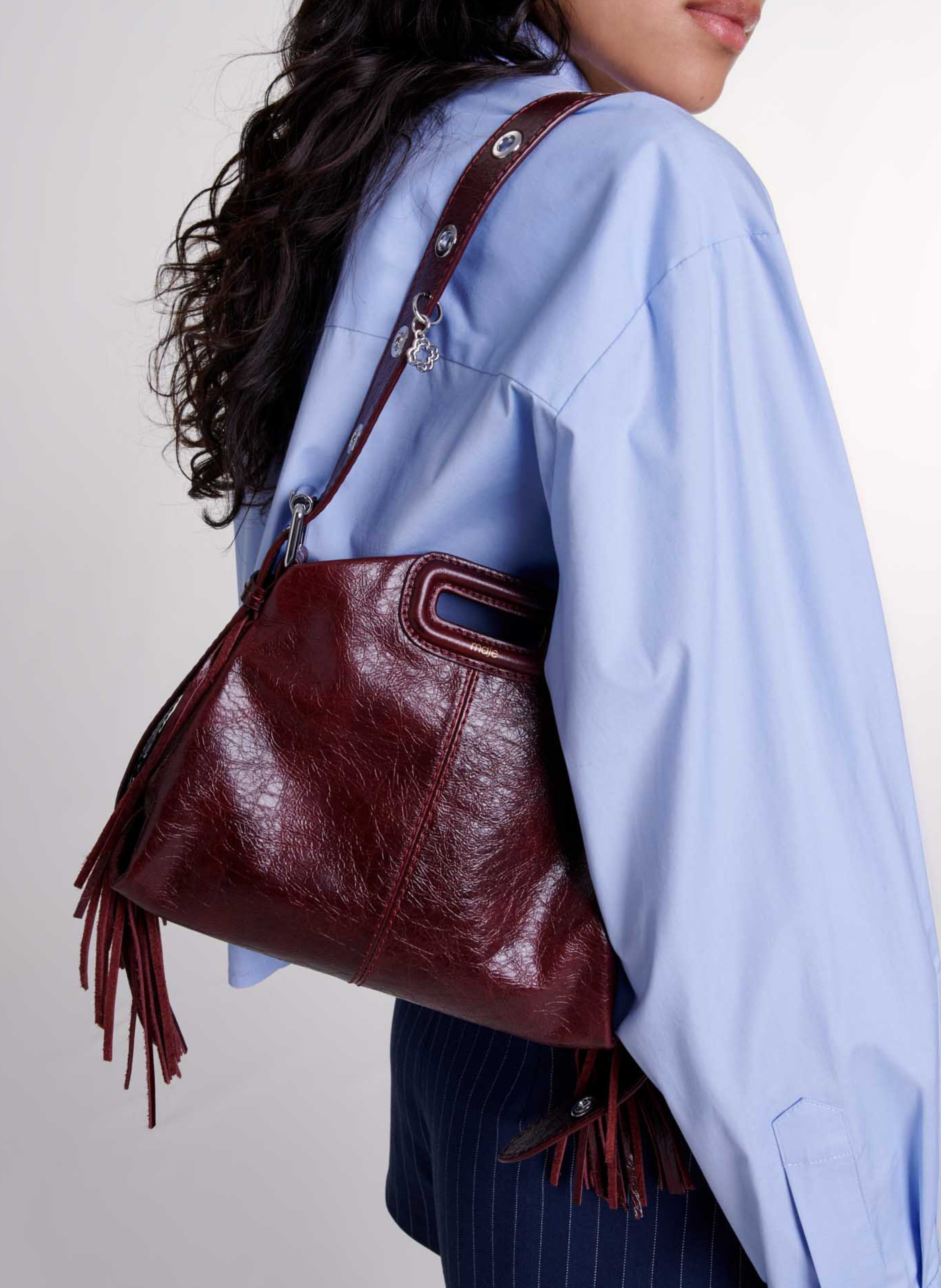 Sac porté épaule en cuir MAJE Rouge