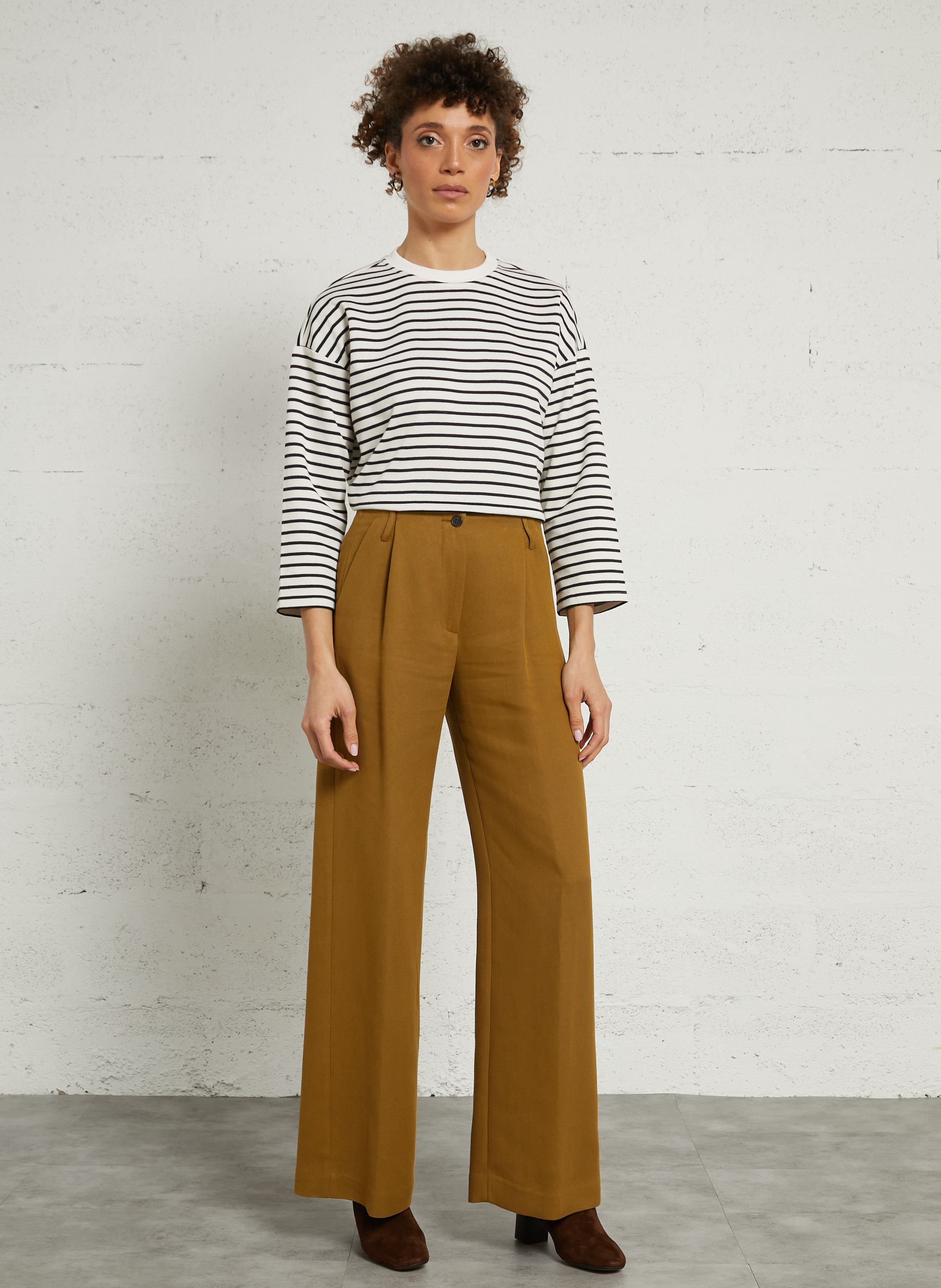 Enkellaarzen van veloursleer met hak COSMOPARIS Bruin